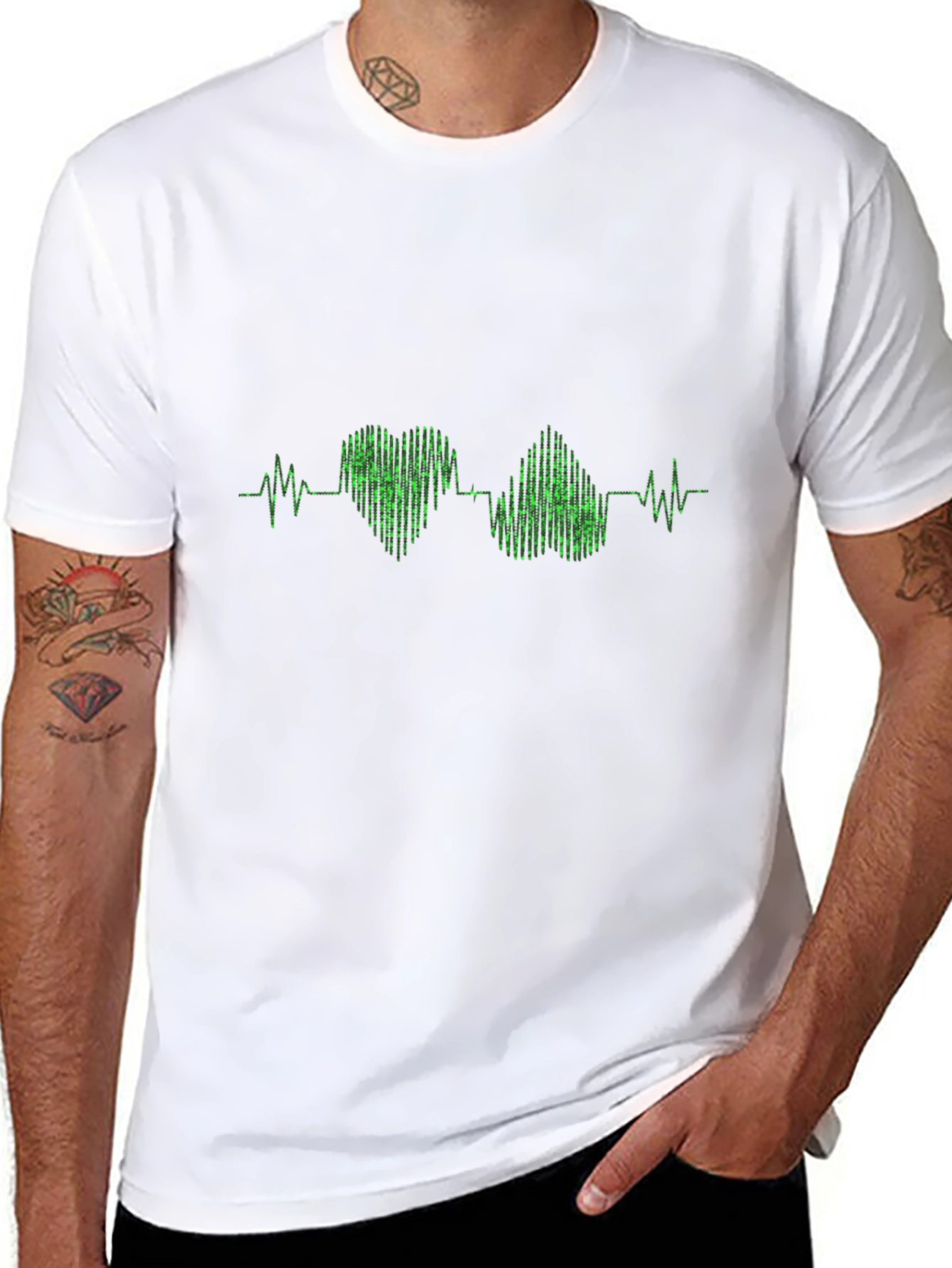 Heartbeat Heart Pulse T-Shirt - Black
