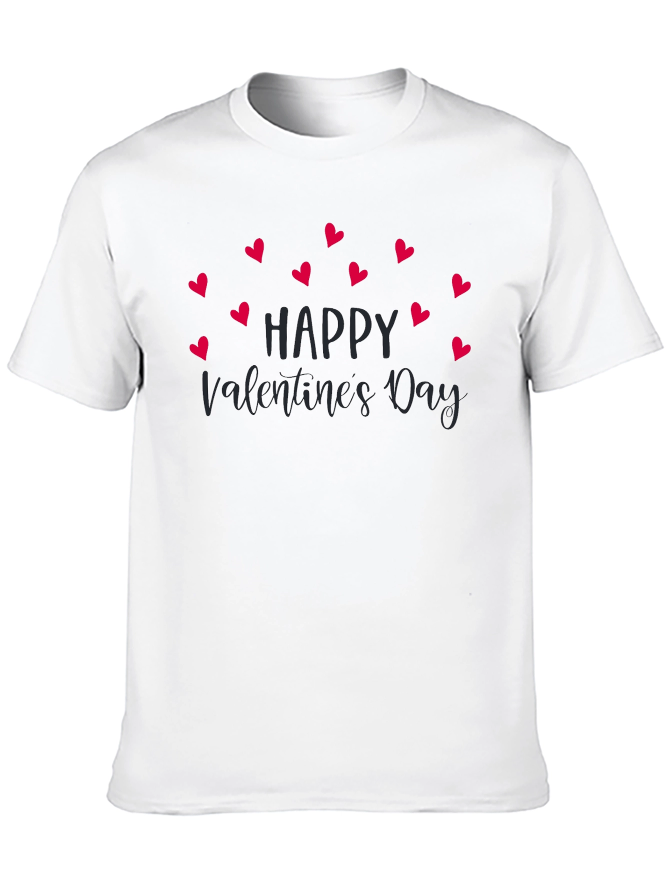 Valentines Day Heart Print Black T-Shirt