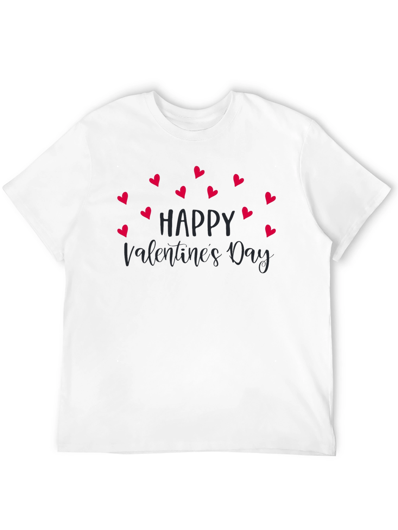 Valentines Day Heart Print Black T-Shirt