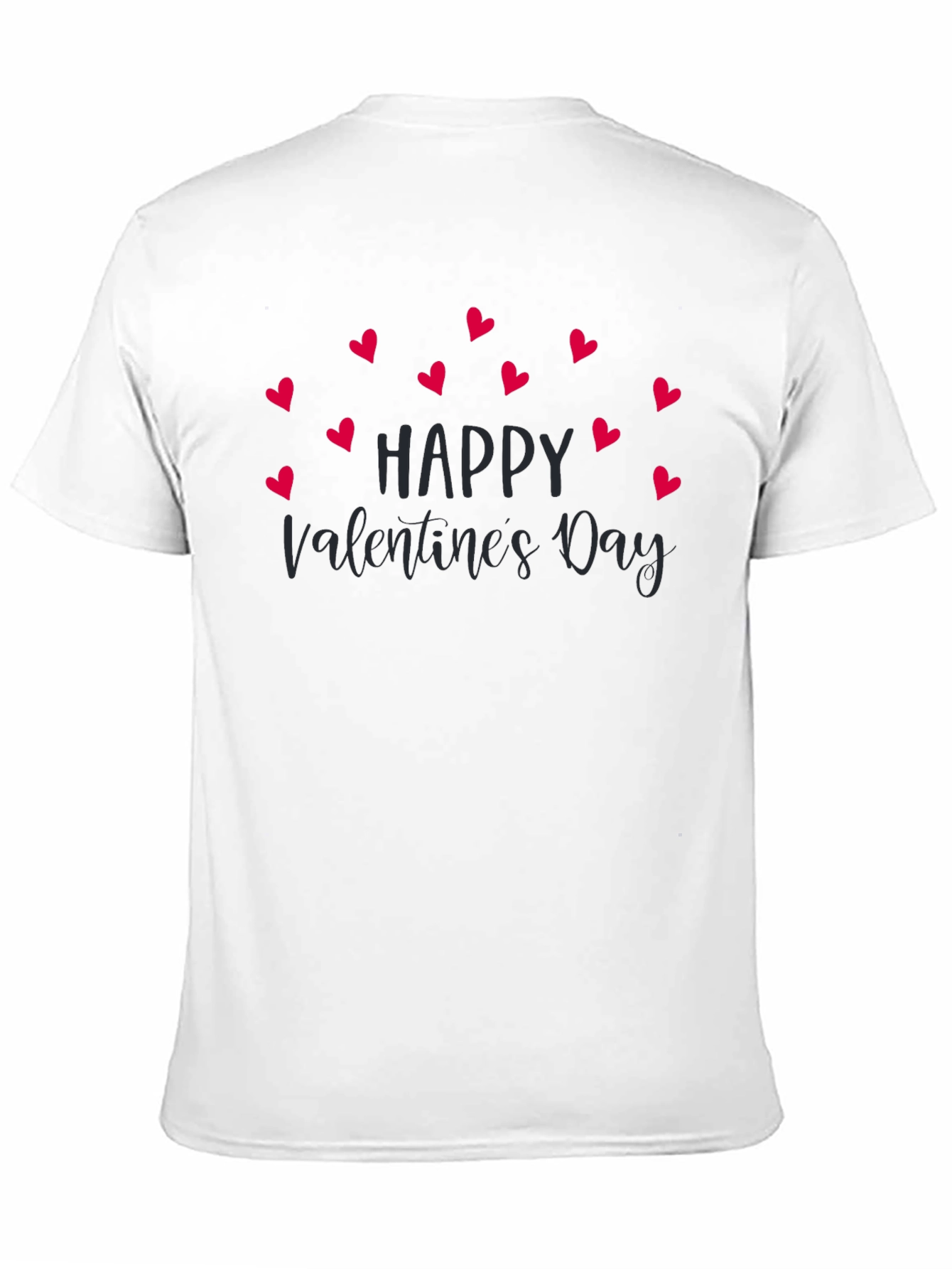 Valentines Day Heart Print Black T-Shirt