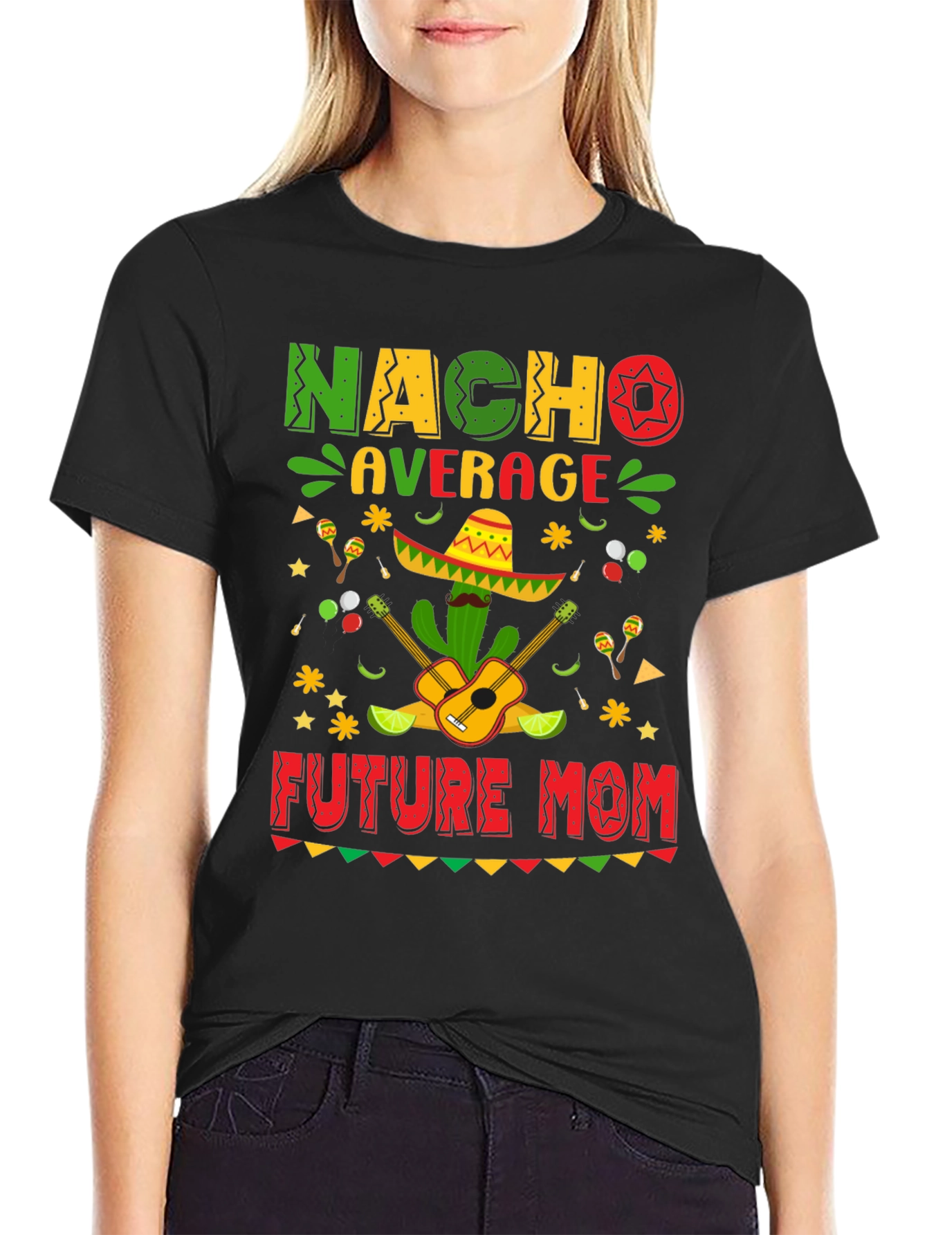 Nacho Average Future Mom T-Shirt - Black