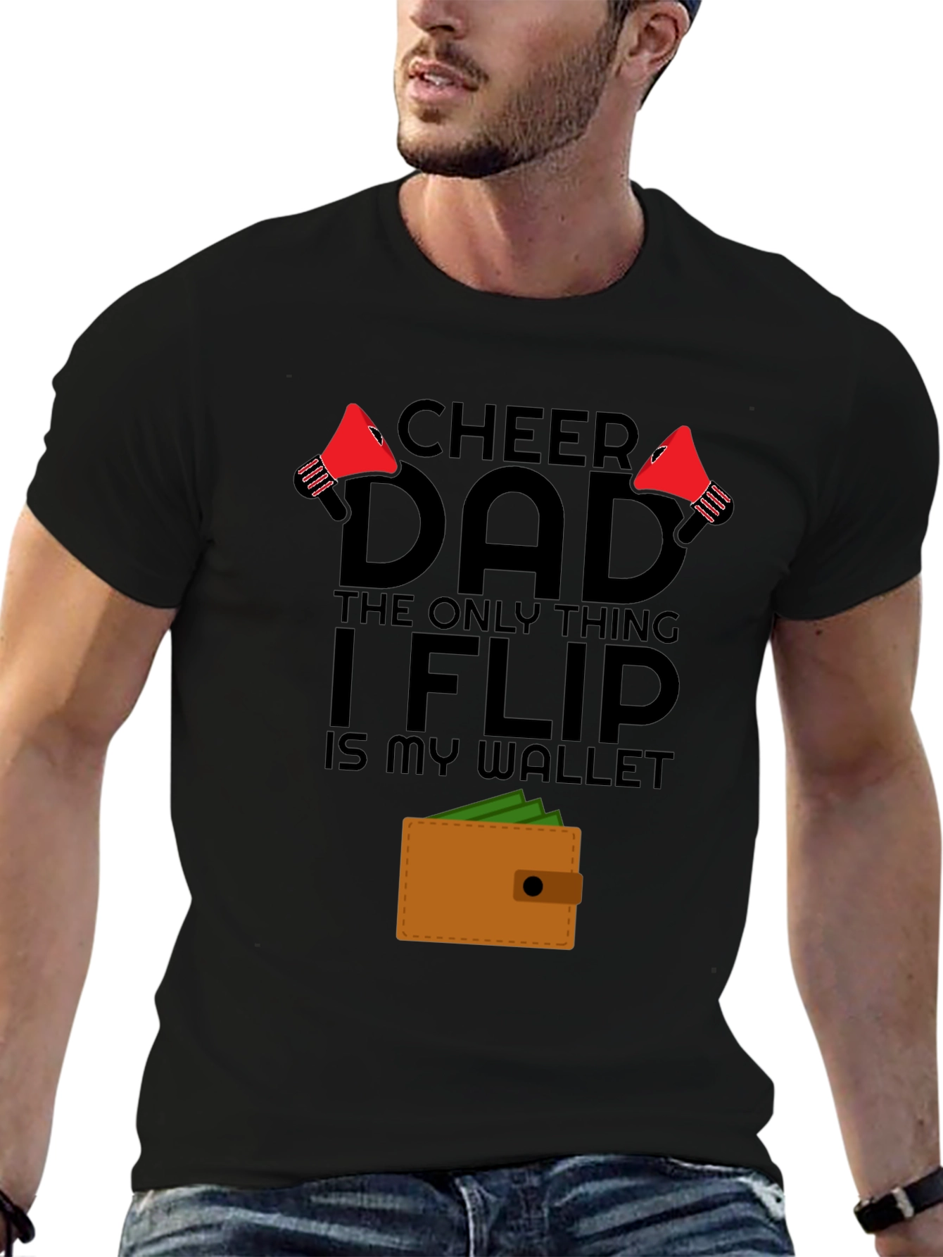 Cheer Dad Wallet Flip Graphic T-Shirt