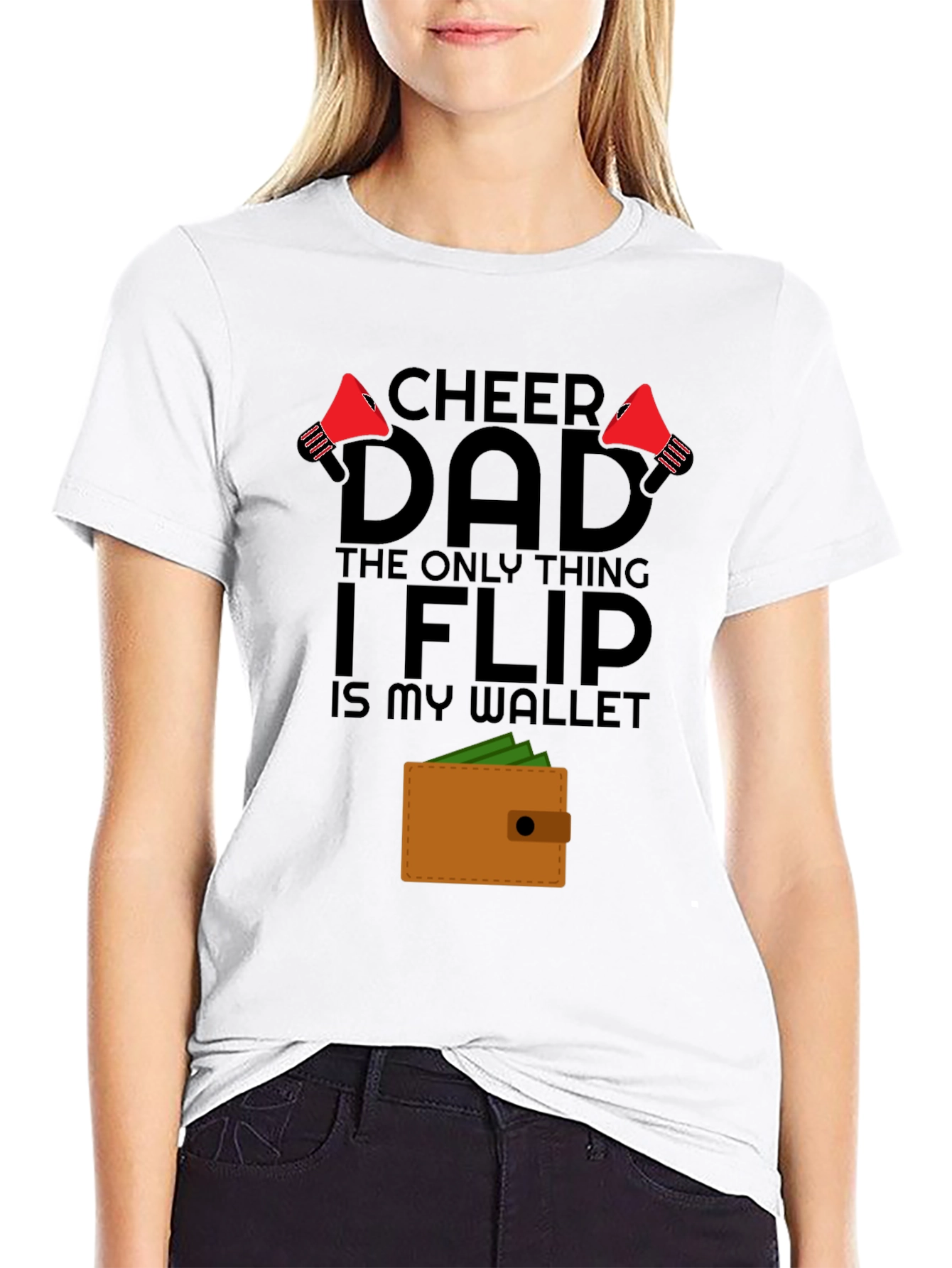 Cheer Dad Wallet Flip Graphic T-Shirt
