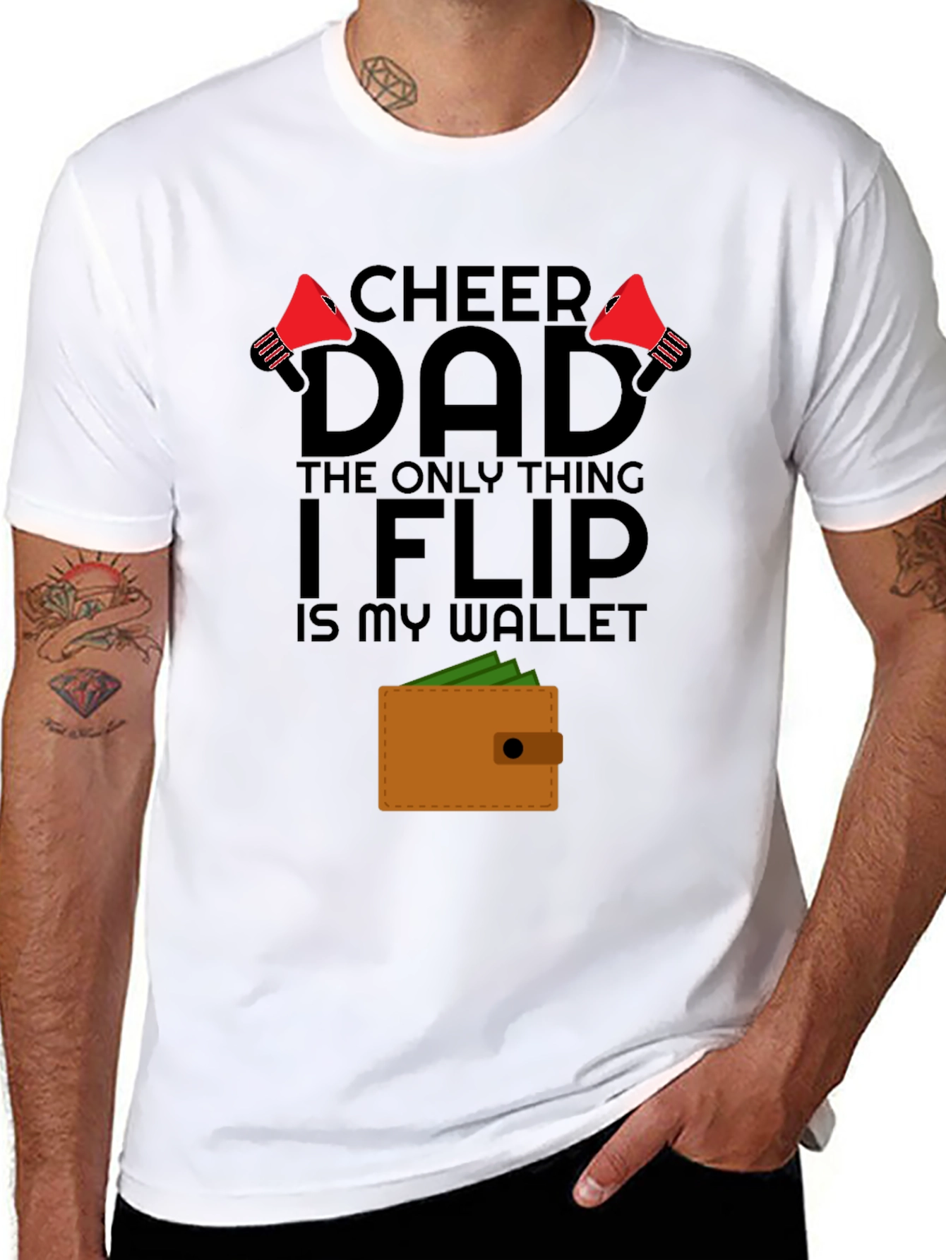 Cheer Dad Wallet Flip Graphic T-Shirt