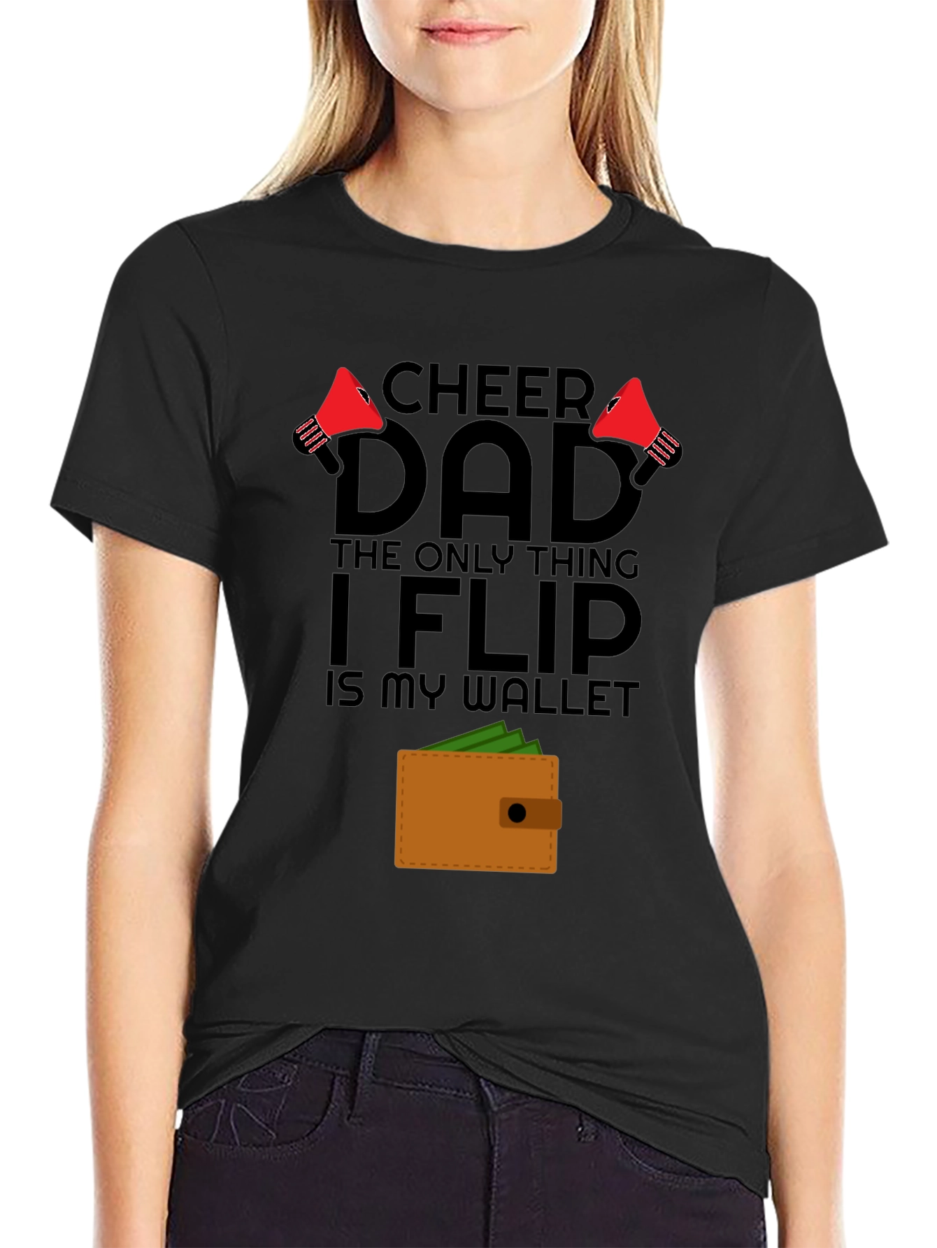 Cheer Dad Wallet Flip Graphic T-Shirt