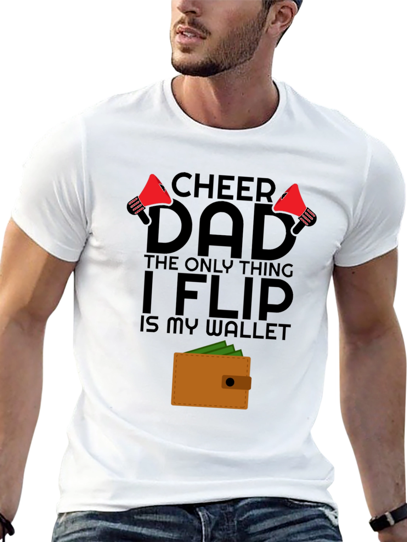Cheer Dad Wallet Flip Graphic T-Shirt