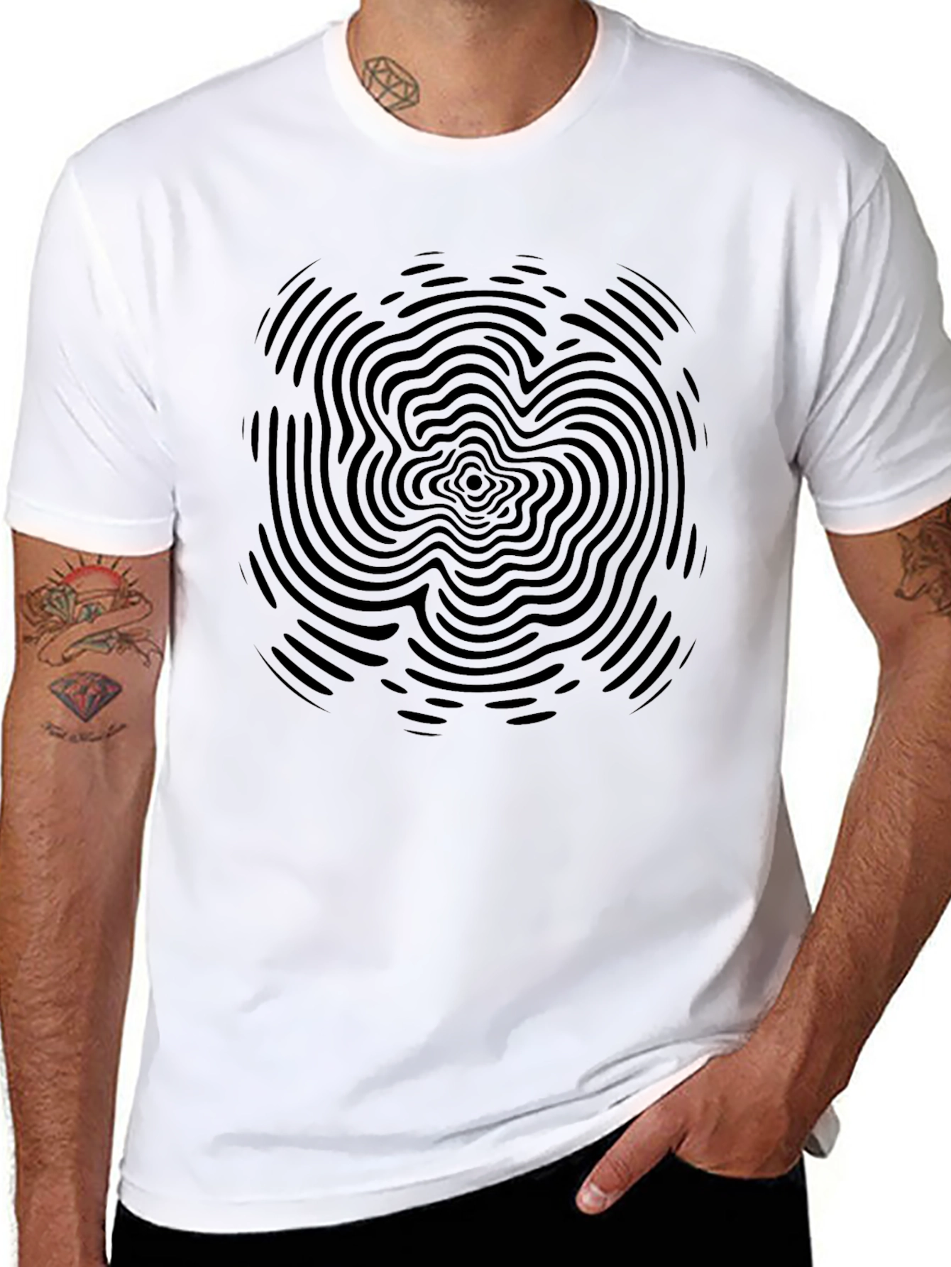 Abstract Black Graphic Print T-Shirt