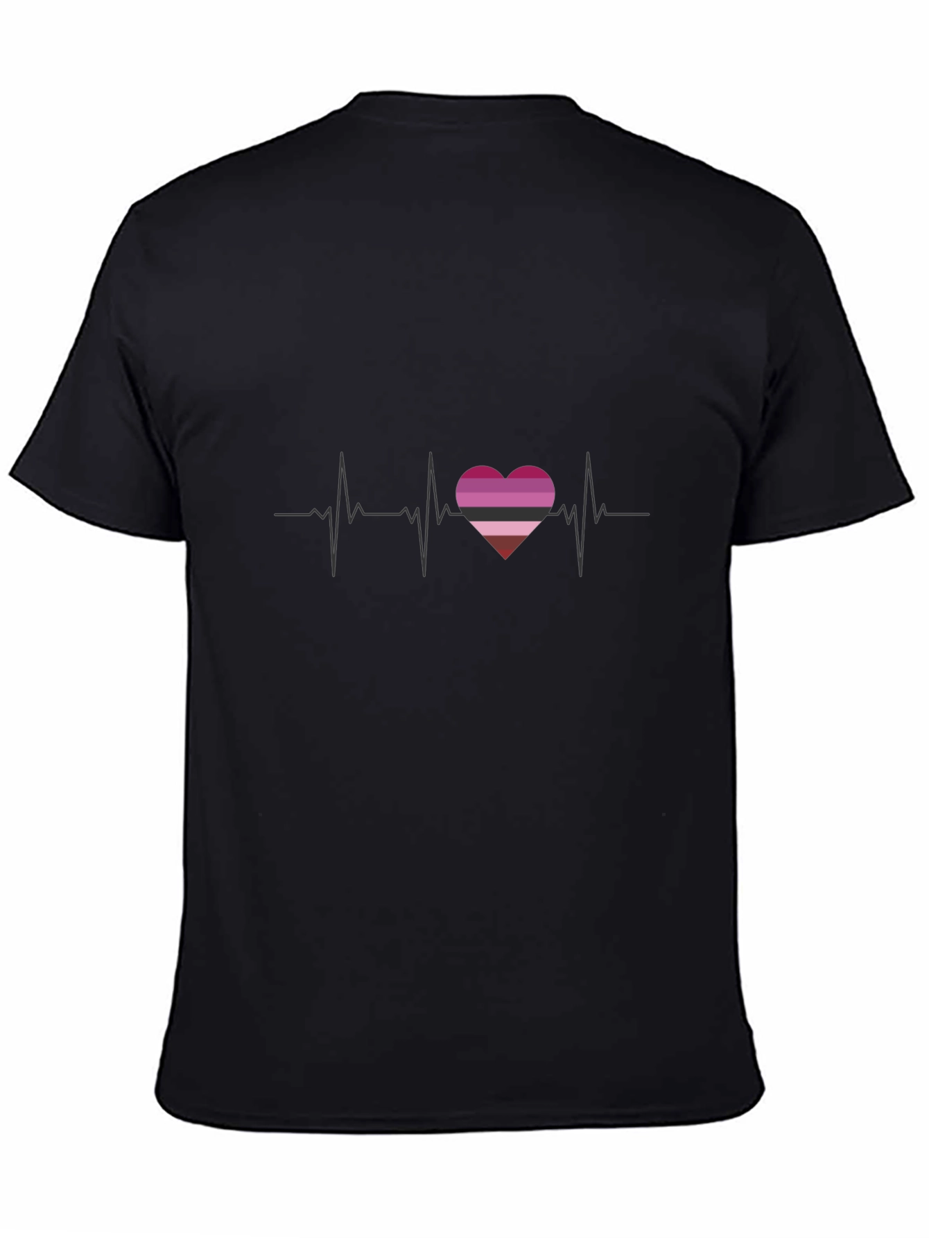 Lesbian Pride Heartbeat T-Shirt - Black
