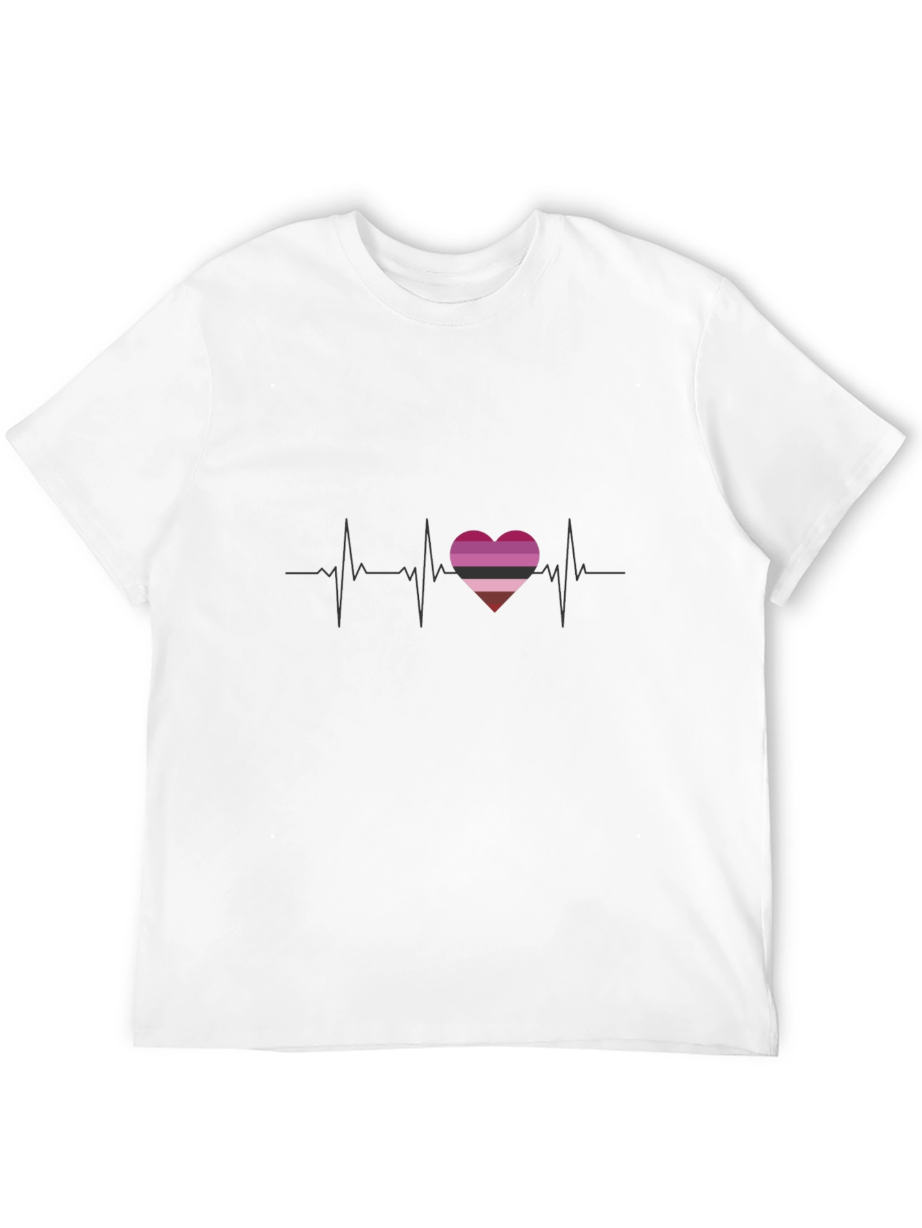 Lesbian Pride Heartbeat T-Shirt - Black