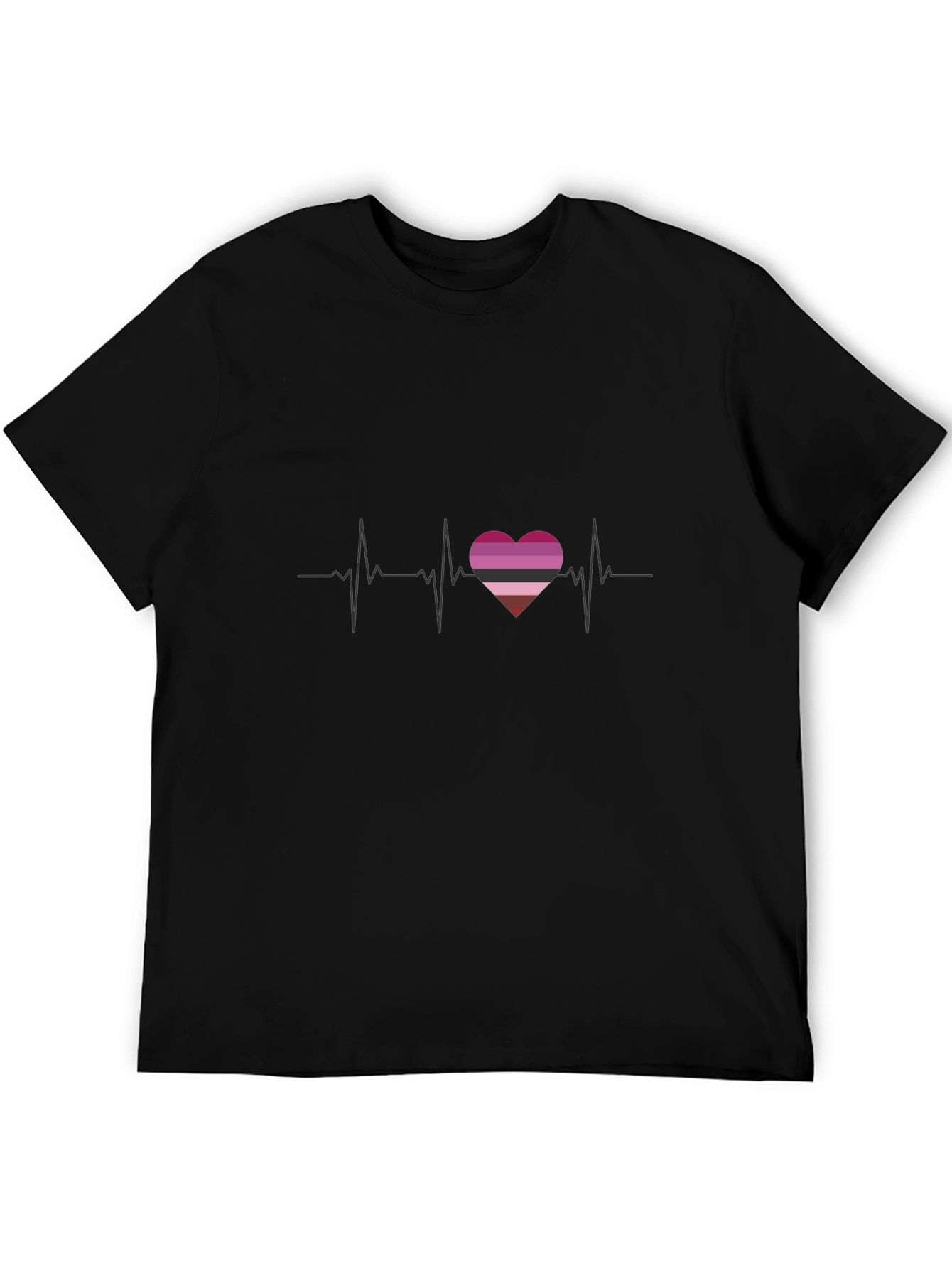 Lesbian Pride Heartbeat T-Shirt - Black