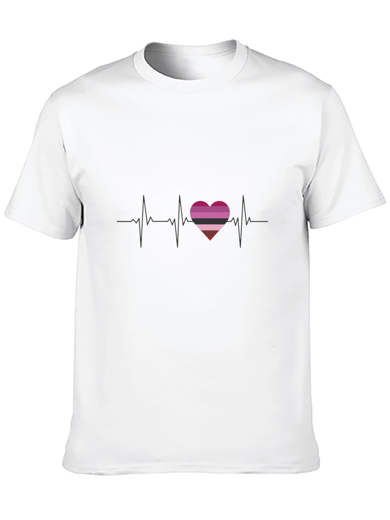 Lesbian Pride Heartbeat T-Shirt - Black