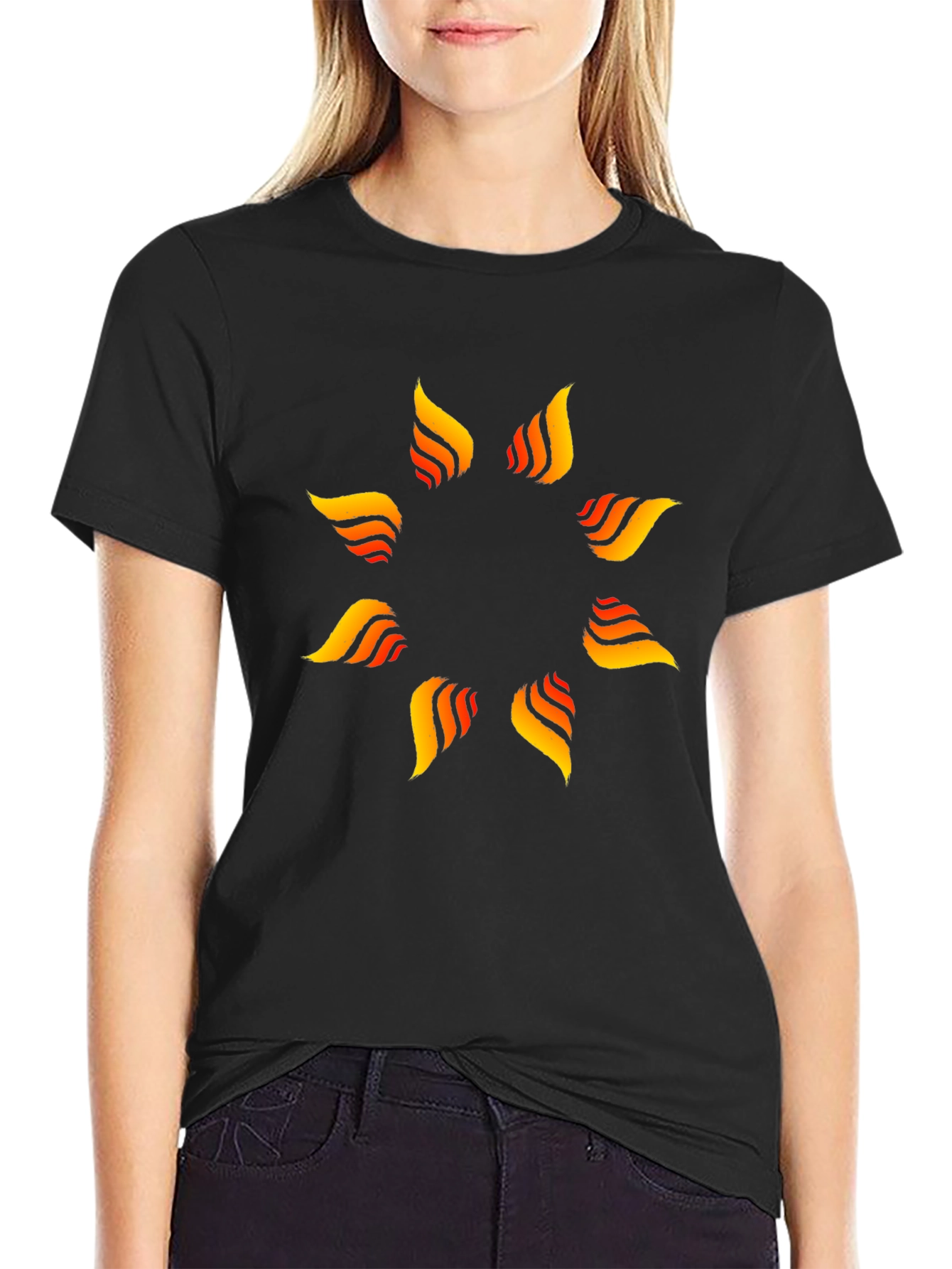 Stylish Black T-Shirt with Flame Design