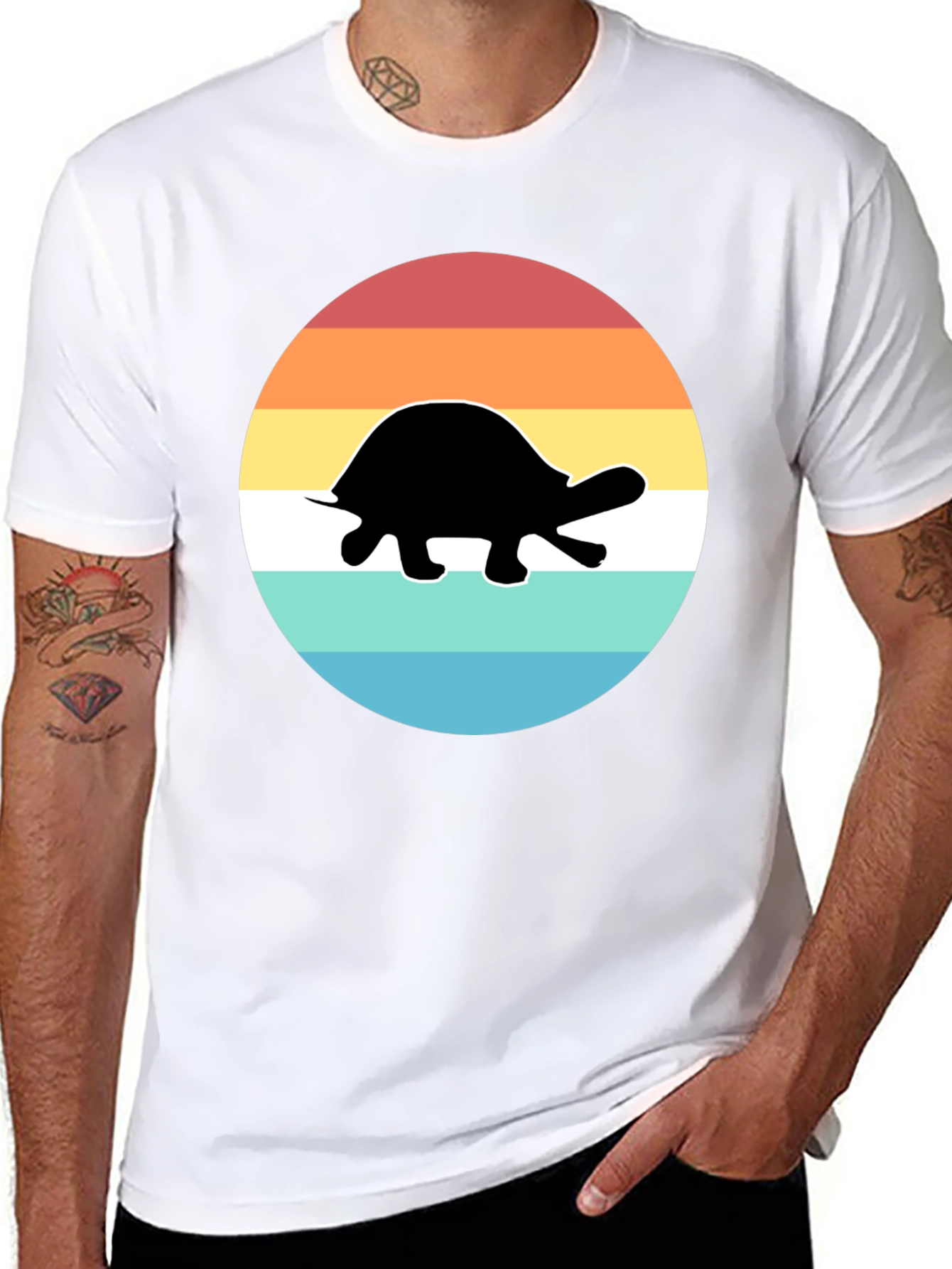 Retro Turtle Graphic Tee - Black