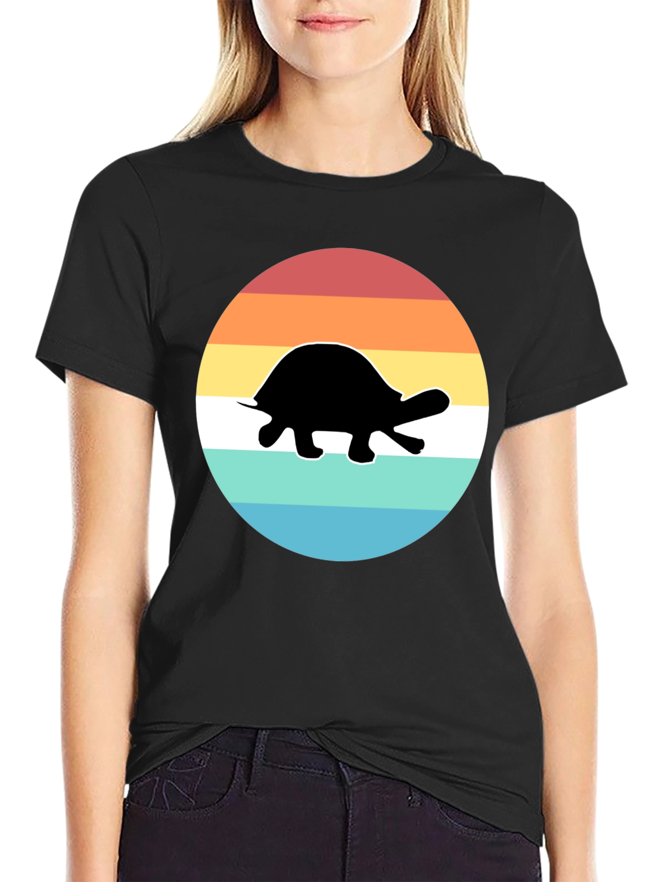 Retro Turtle Graphic Tee - Black