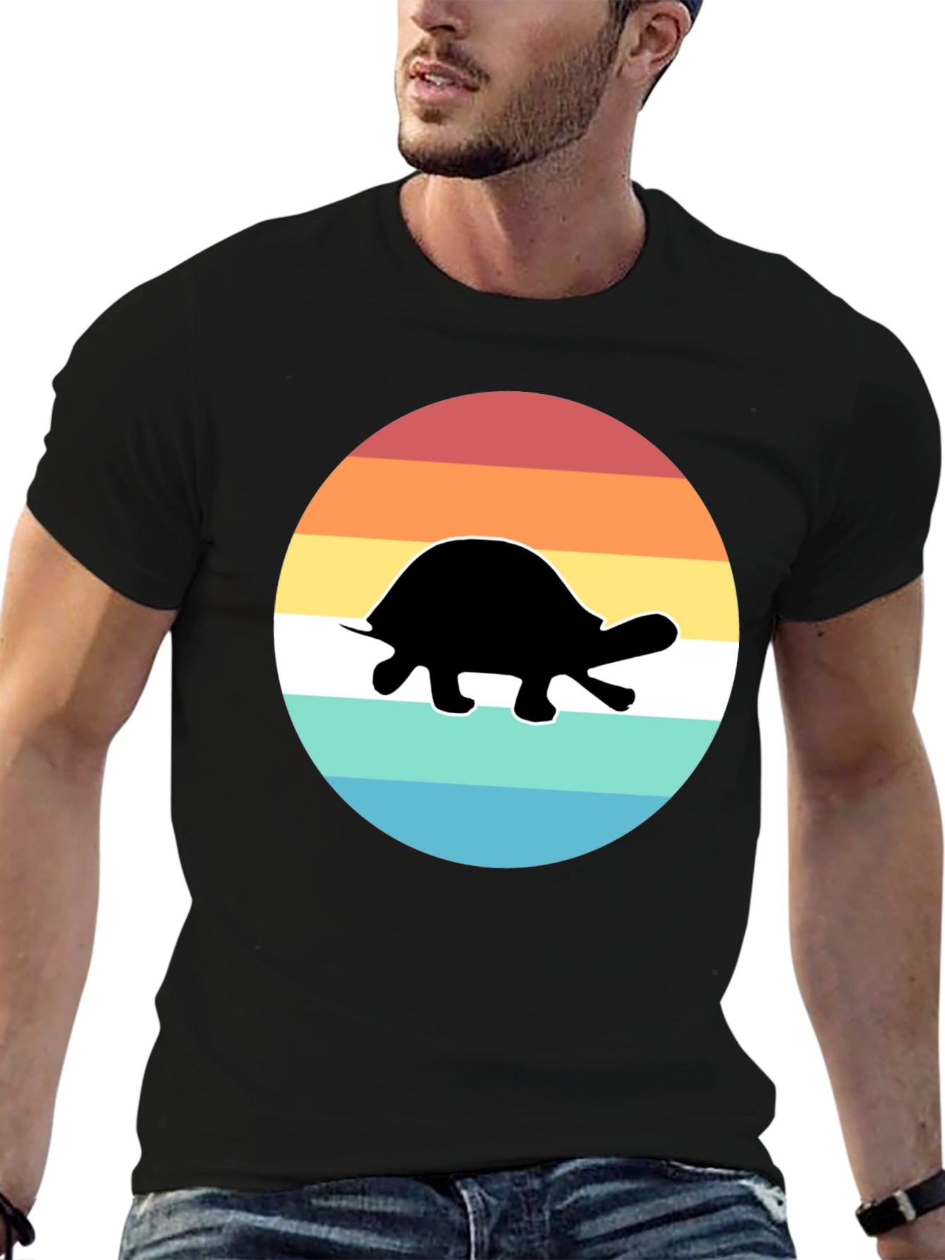 Retro Turtle Graphic Tee - Black