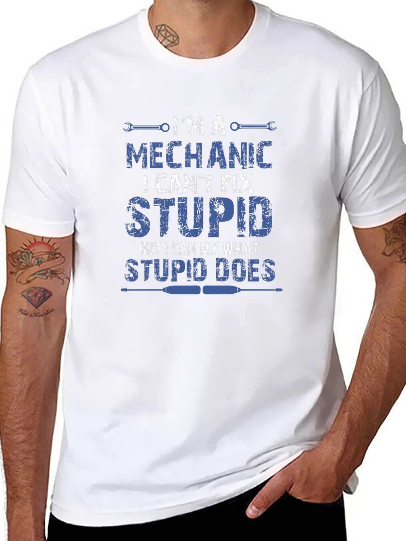 Mechanic Humor T-Shirt - I Cant Fix Stupid