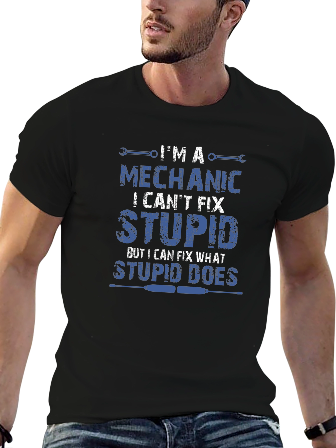 Mechanic Humor T-Shirt - I Cant Fix Stupid