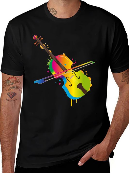 Colorful Violin Graphic Tee - Music Lovers T-Shirt