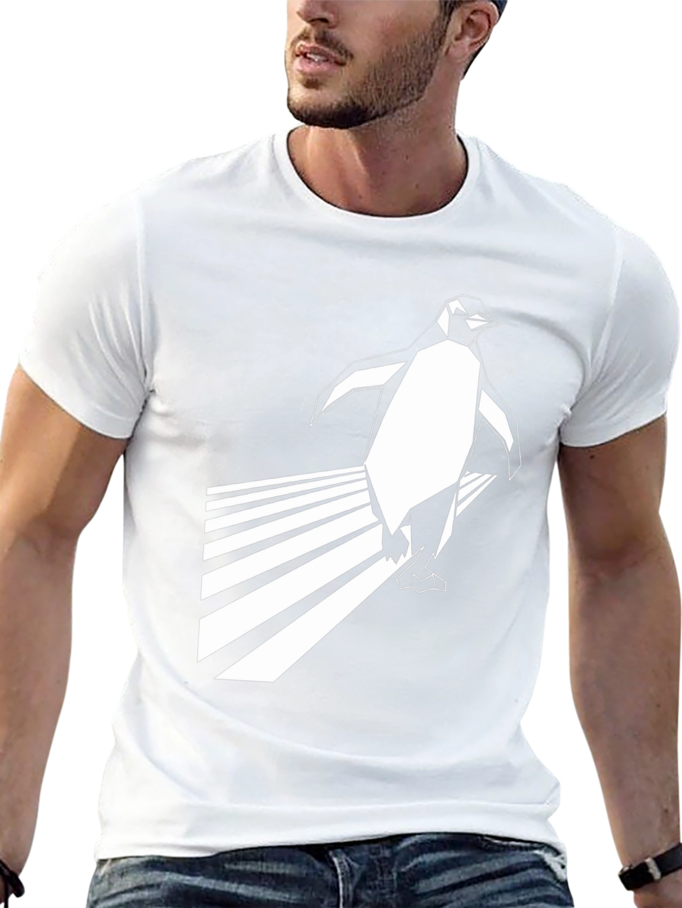 Geometric Penguin Black T-Shirt