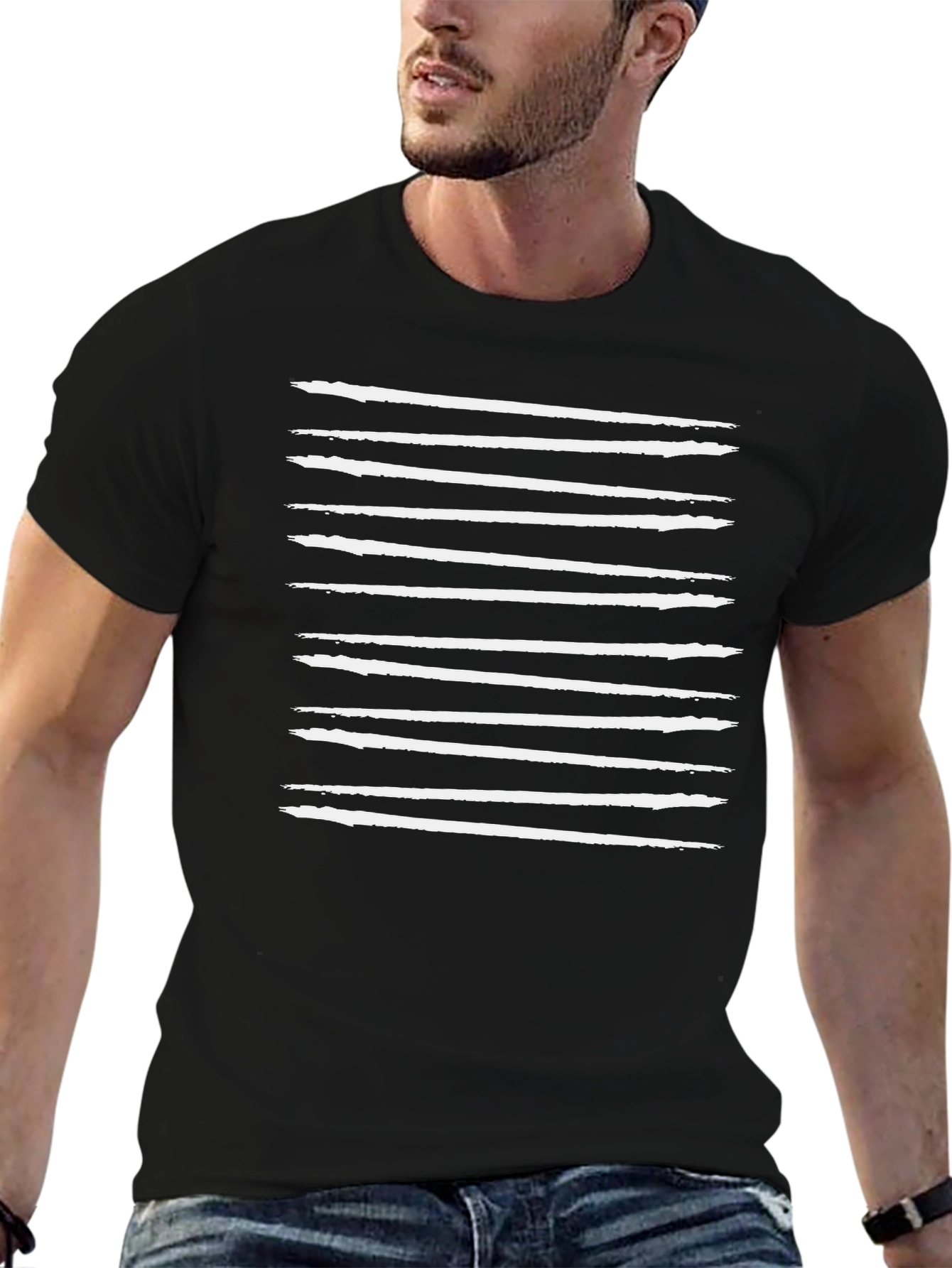Minimalist Stripe Tee - Casual Graphic T-Shirt