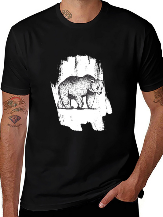 Bear Graphic Black T-Shirt - Nature Inspired Tee