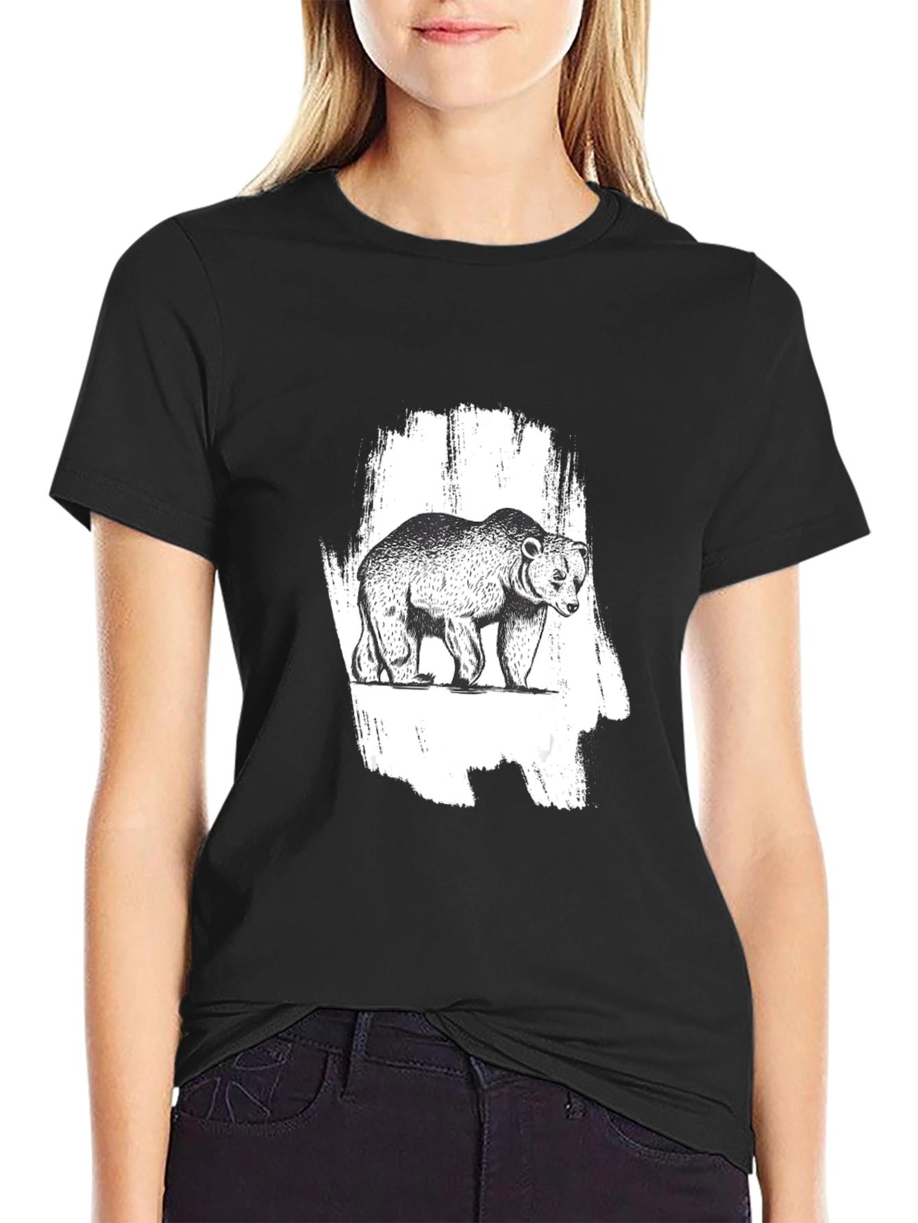 Bear Graphic Black T-Shirt - Nature Inspired Tee