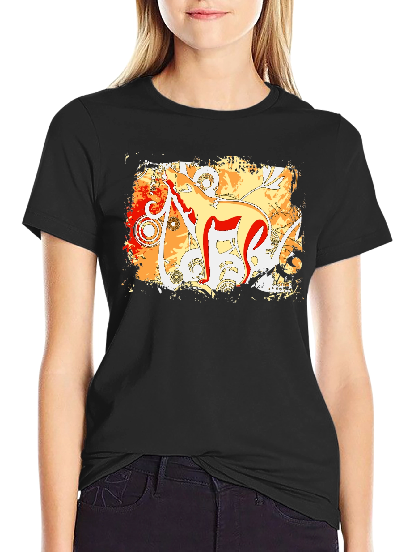 Abstract Wolf Graphic Tee - Modern Style