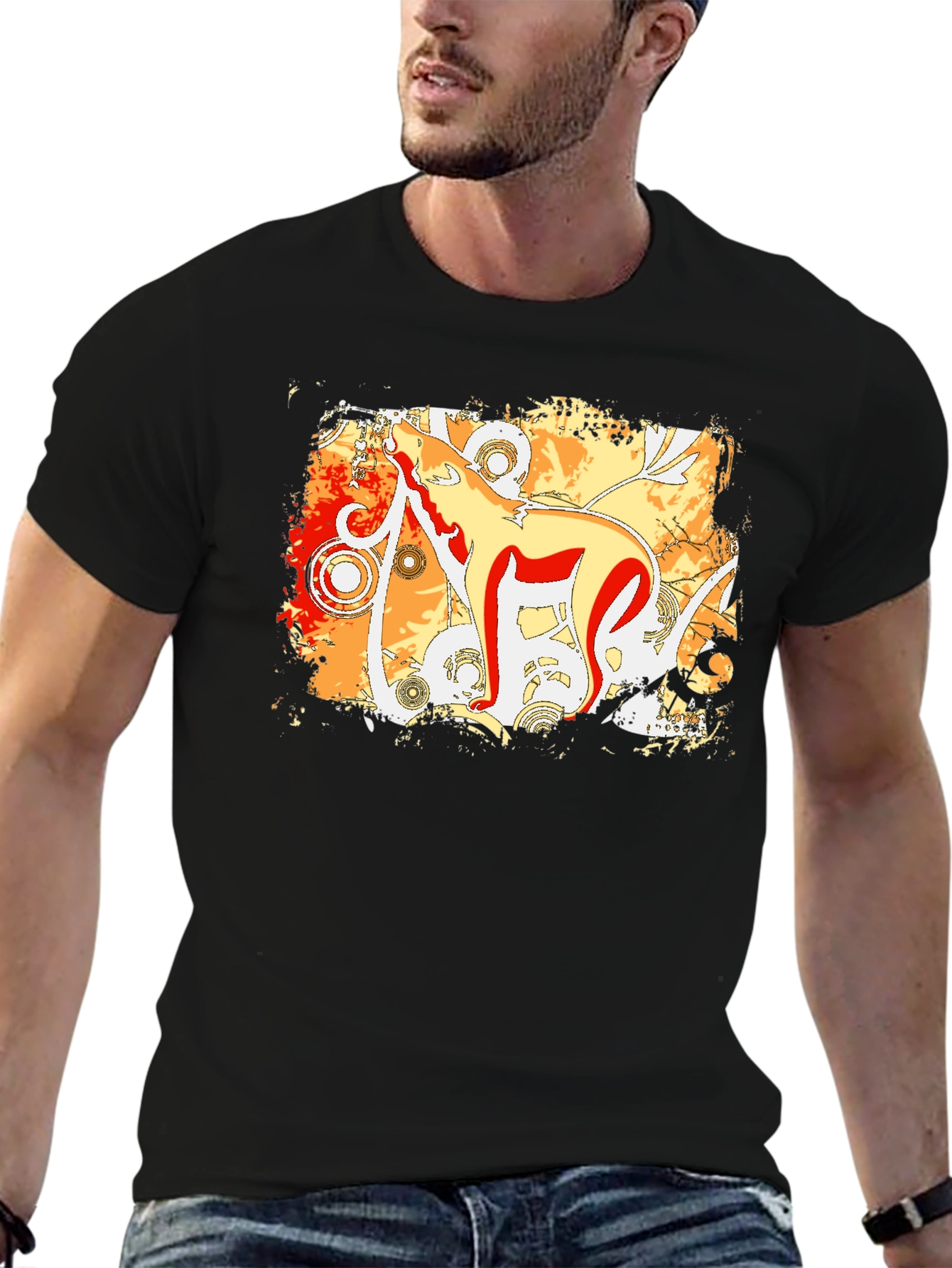 Abstract Wolf Graphic Tee - Modern Style