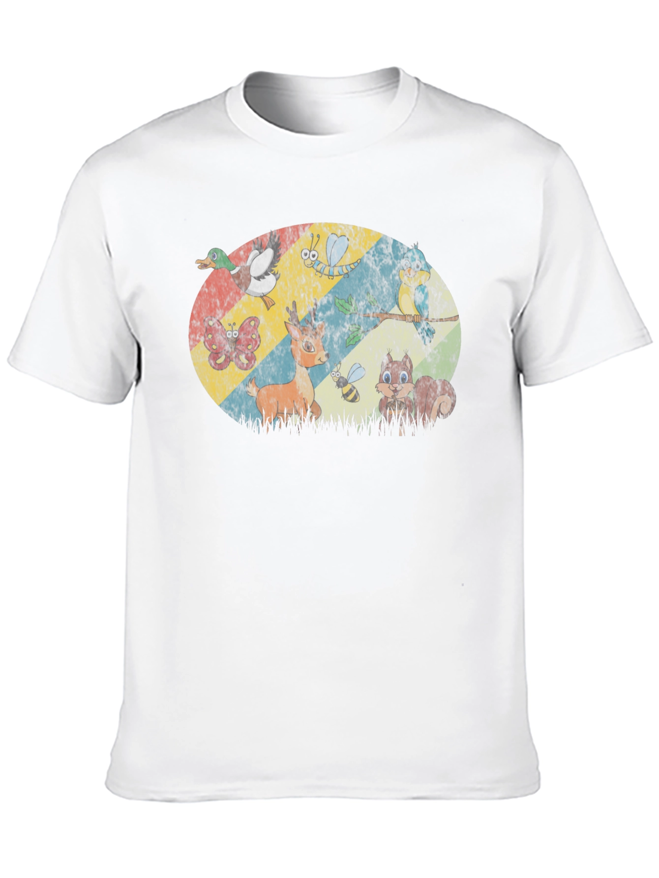 Retro Animals Graphic Print Black T-Shirt