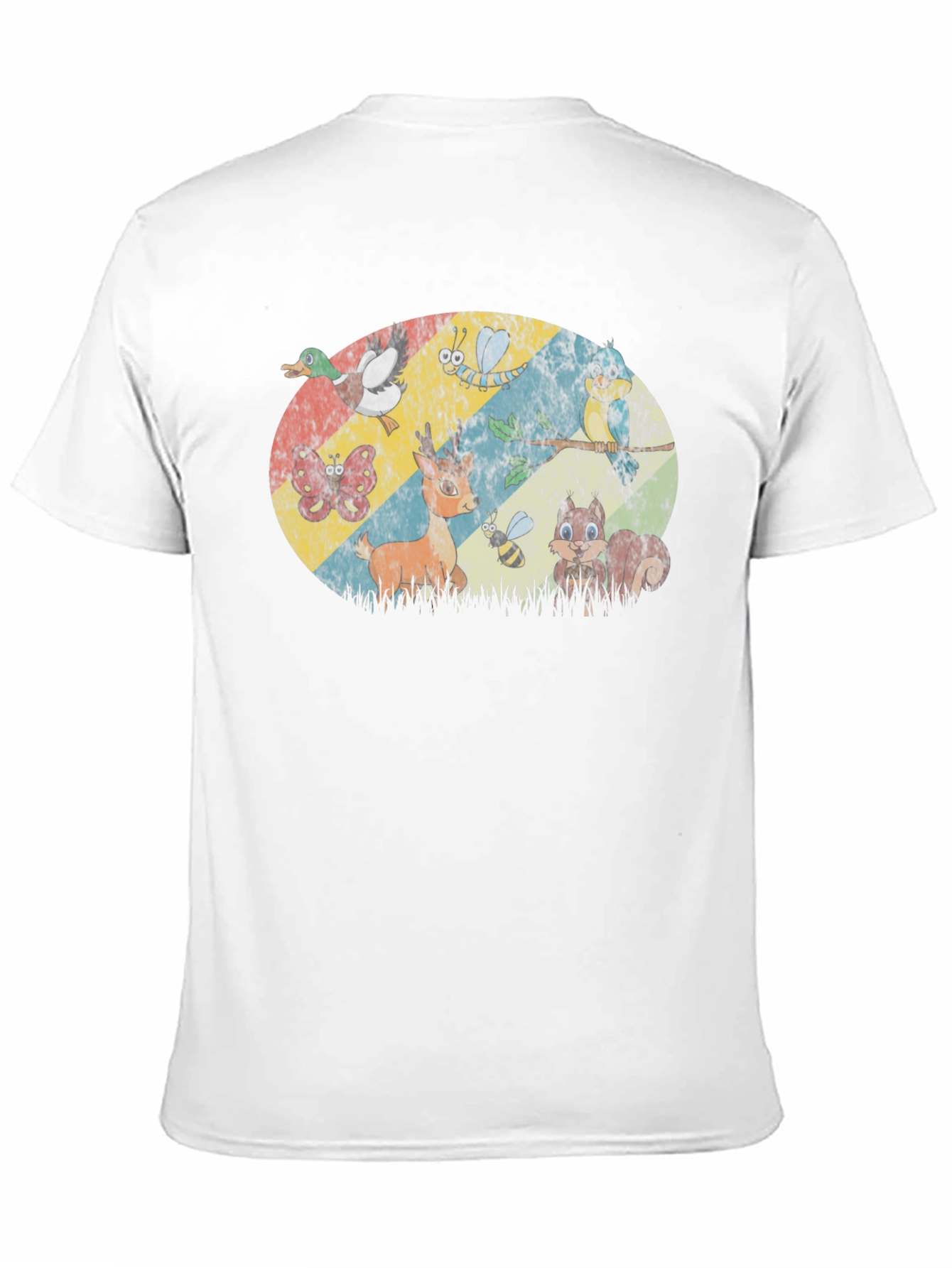 Retro Animals Graphic Print Black T-Shirt