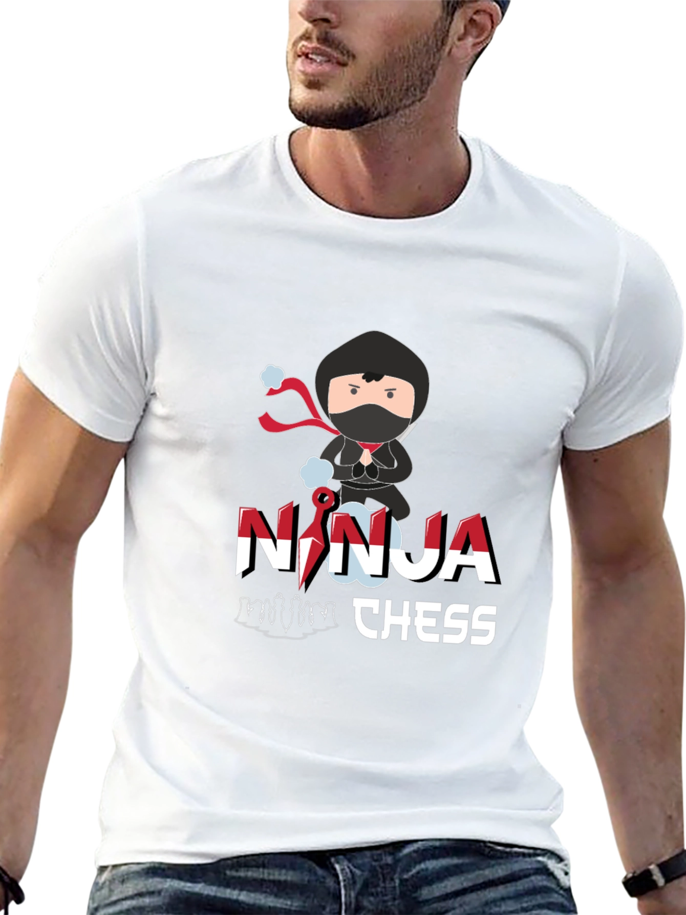 Ninja Chess Graphic T-Shirt - Black Cotton Tee