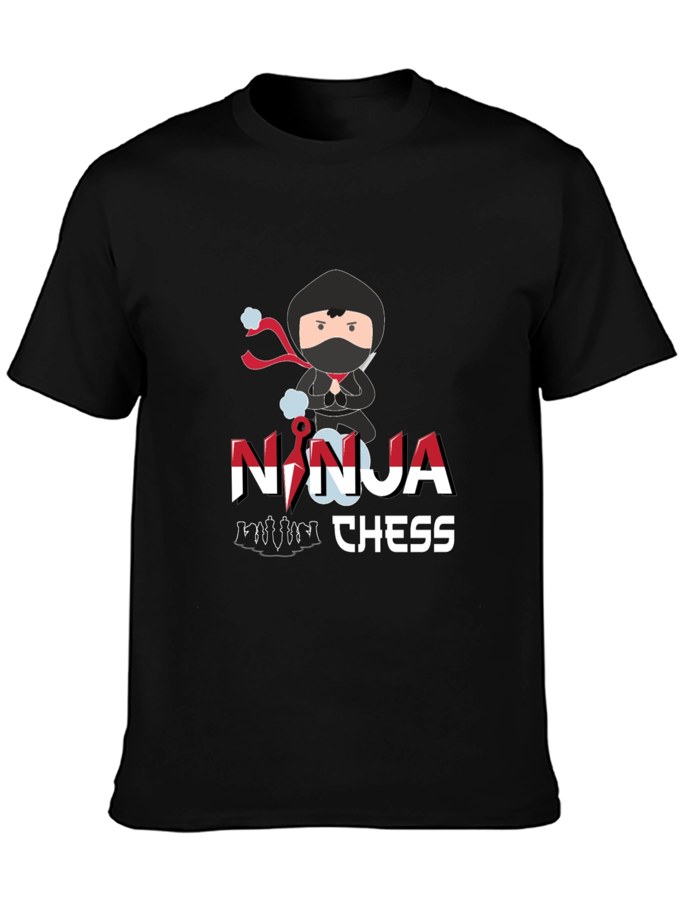 Ninja Chess Graphic T-Shirt - Black Cotton Tee