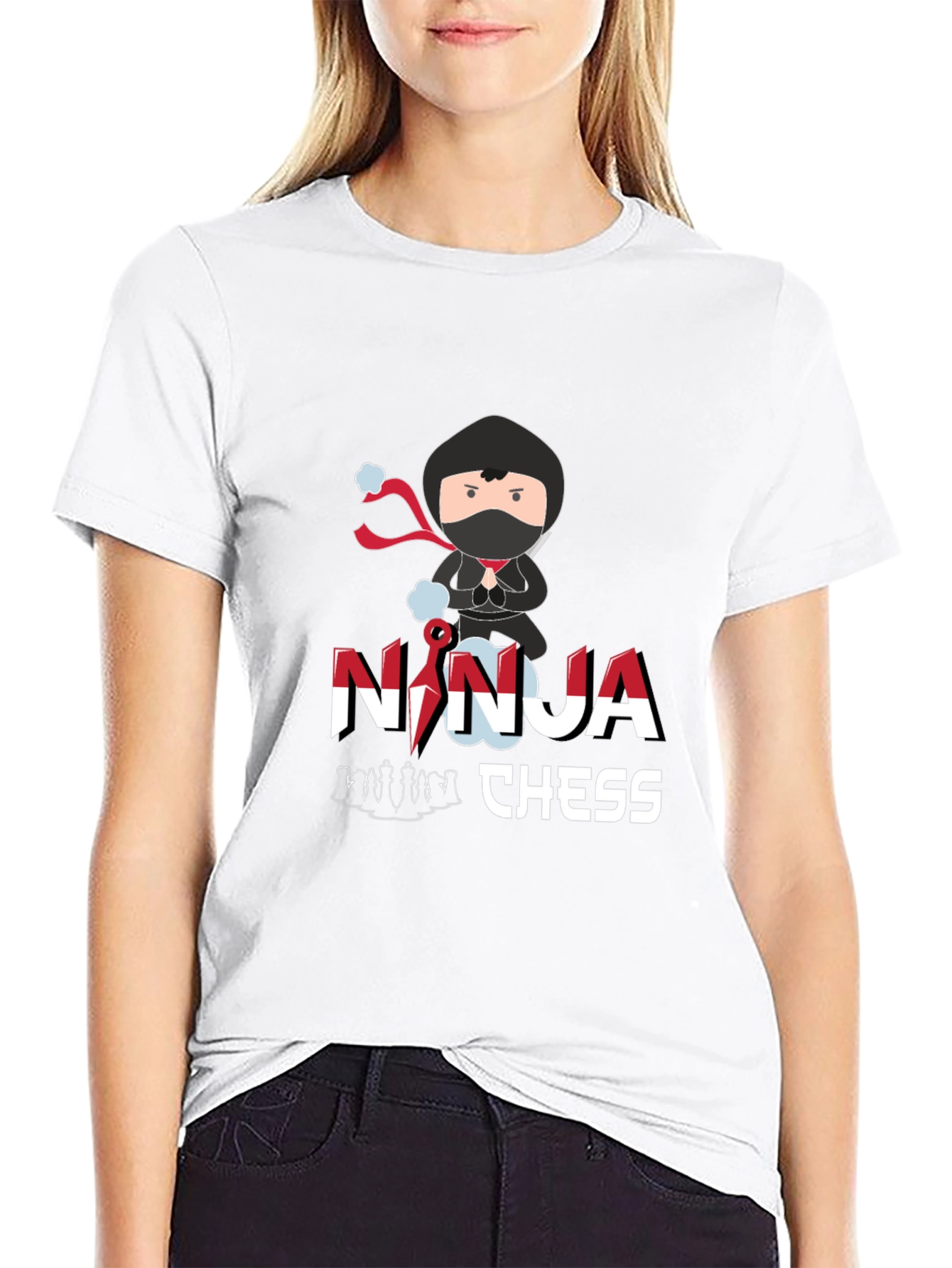 Ninja Chess Graphic T-Shirt - Black Cotton Tee