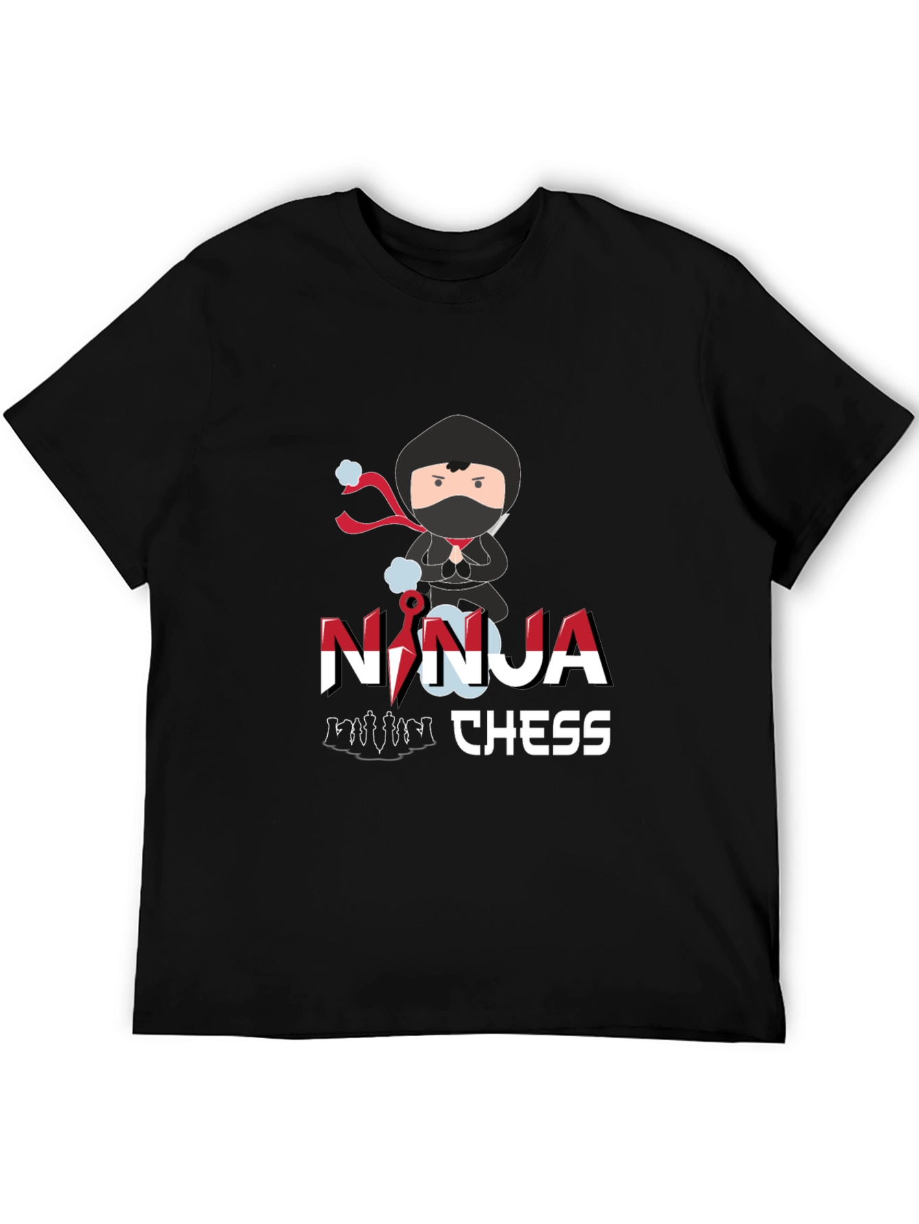 Ninja Chess Graphic T-Shirt - Black Cotton Tee