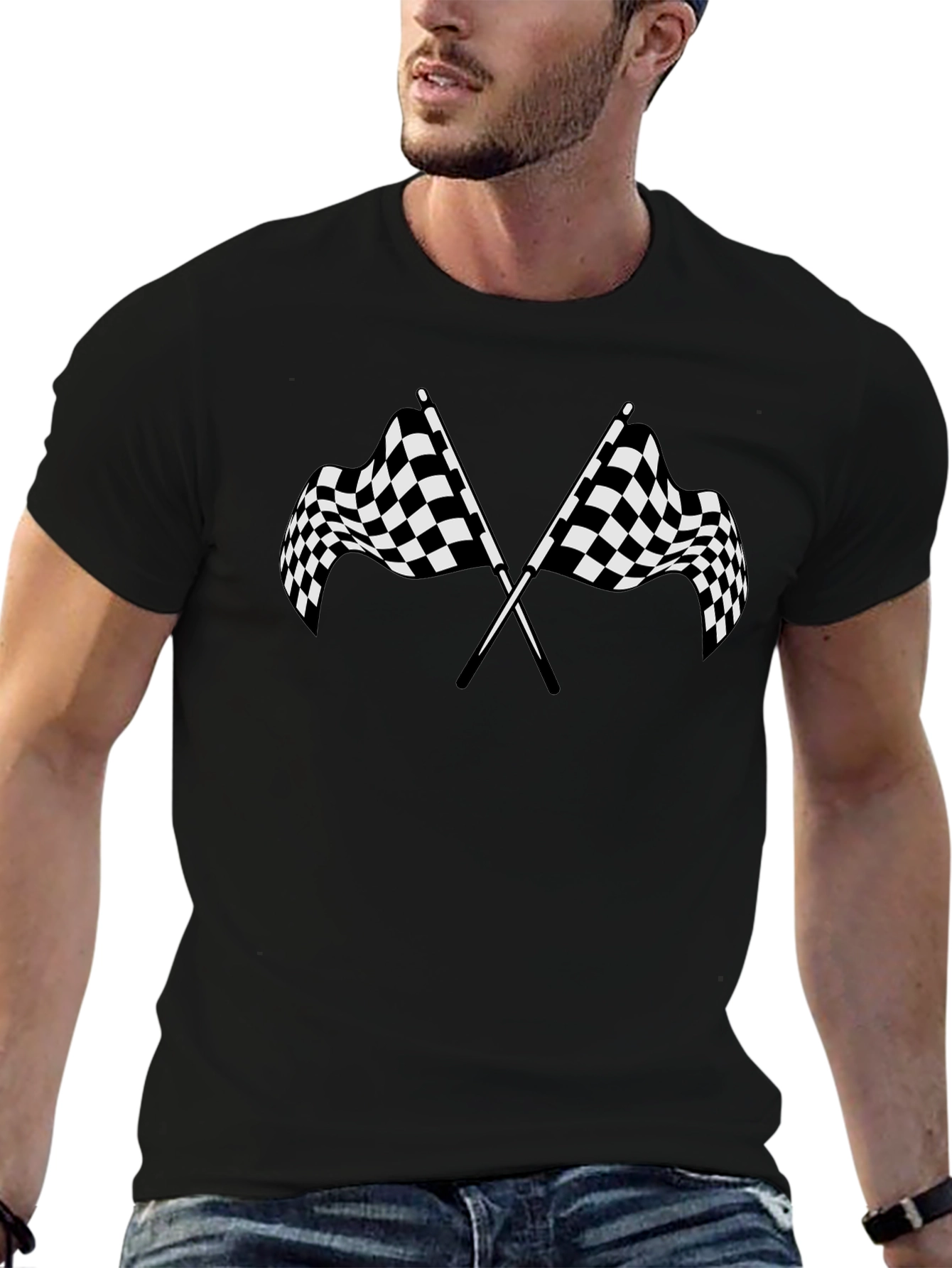 Checkered Flag Graphic Tee - Racing Fan T-Shirt