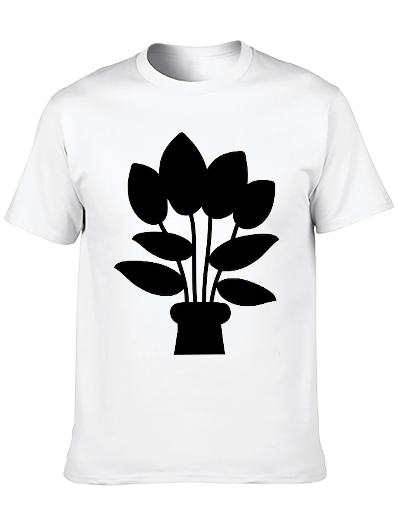 Black T-Shirt with Potted Plant Graphic
