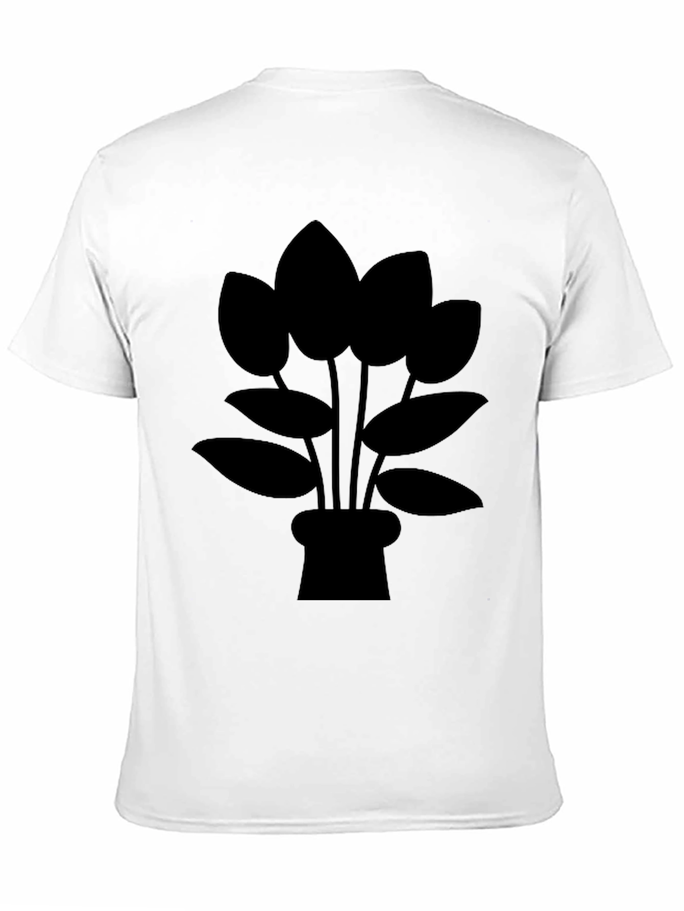 Black T-Shirt with Potted Plant Graphic