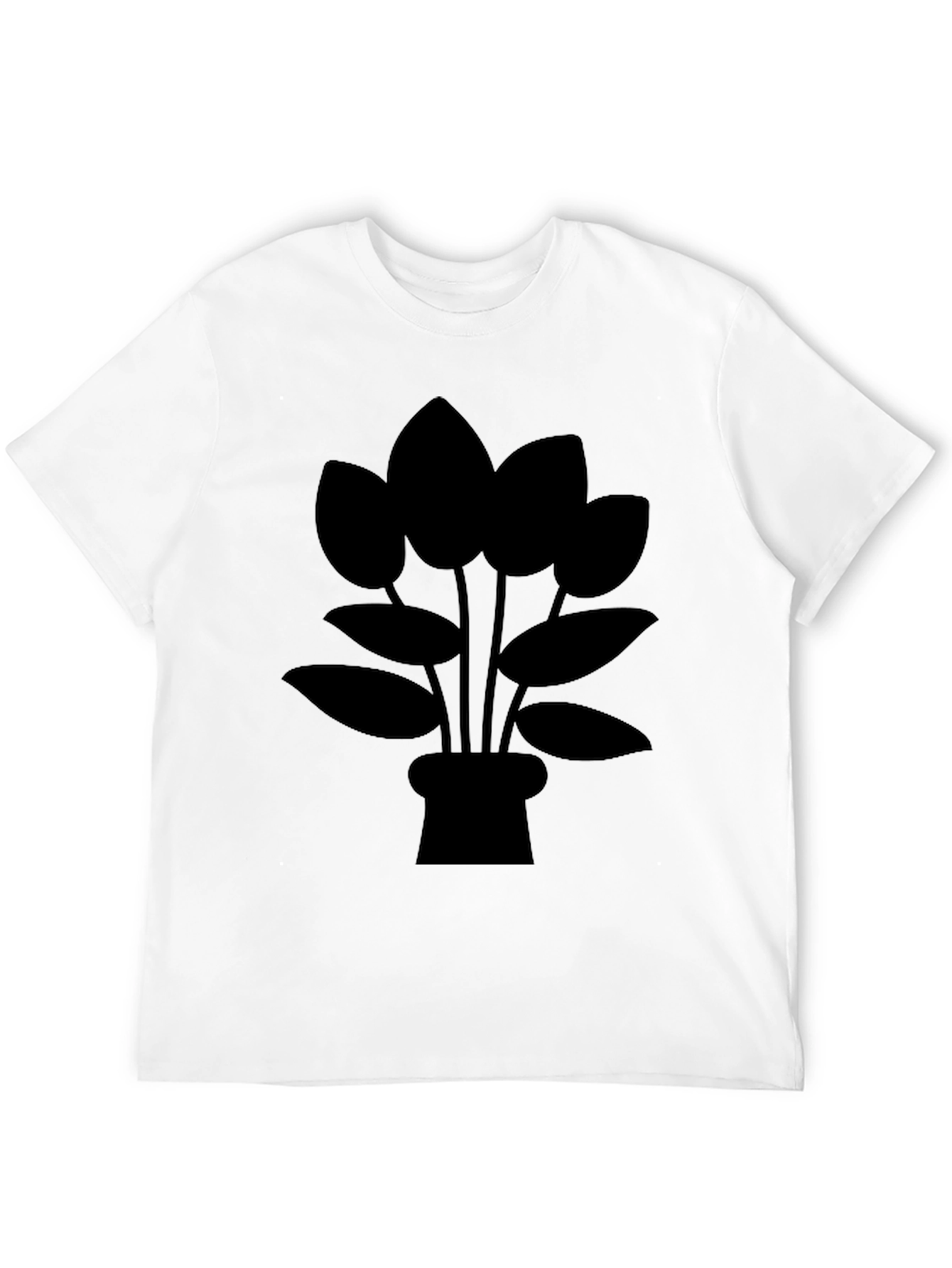 Black T-Shirt with Potted Plant Graphic