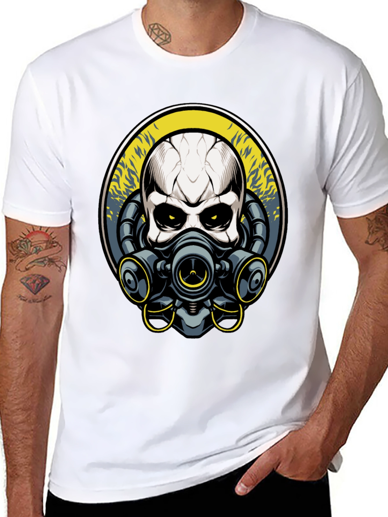 Skull Gas Mask Graphic T-Shirt - Unique Design