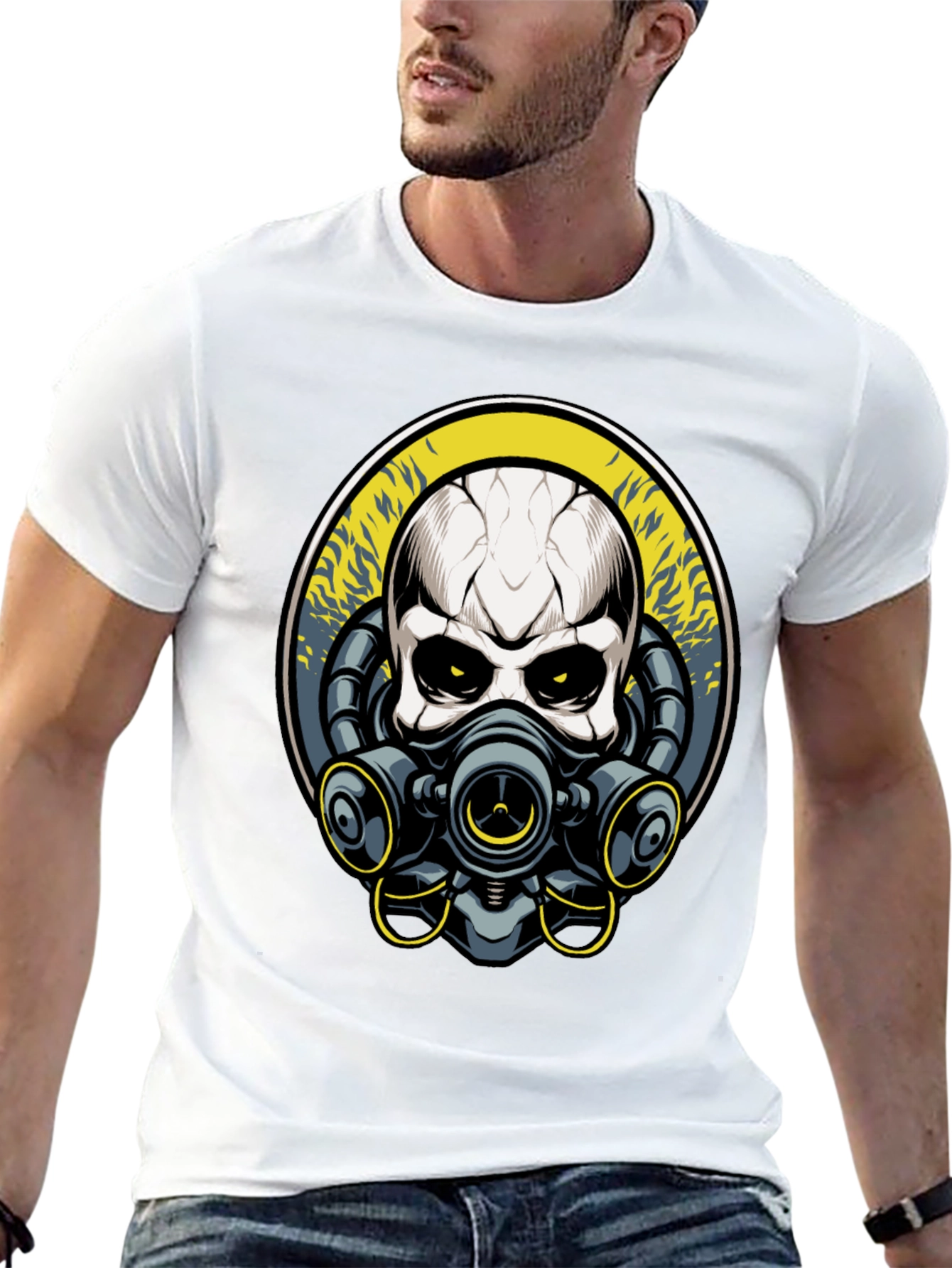 Skull Gas Mask Graphic T-Shirt - Unique Design