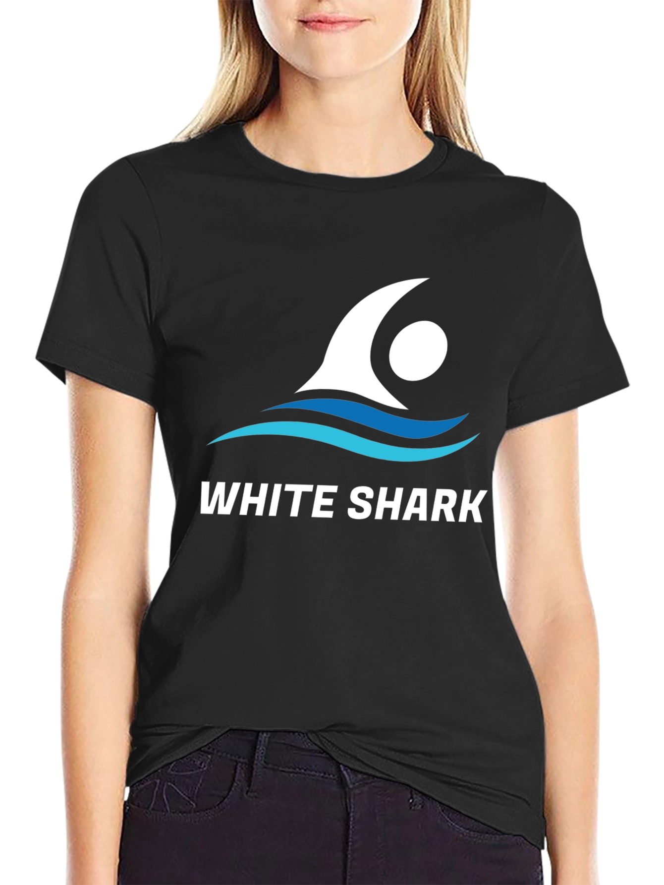 White Shark Graphic Tee - Stylish Crew Neck T-Shirt