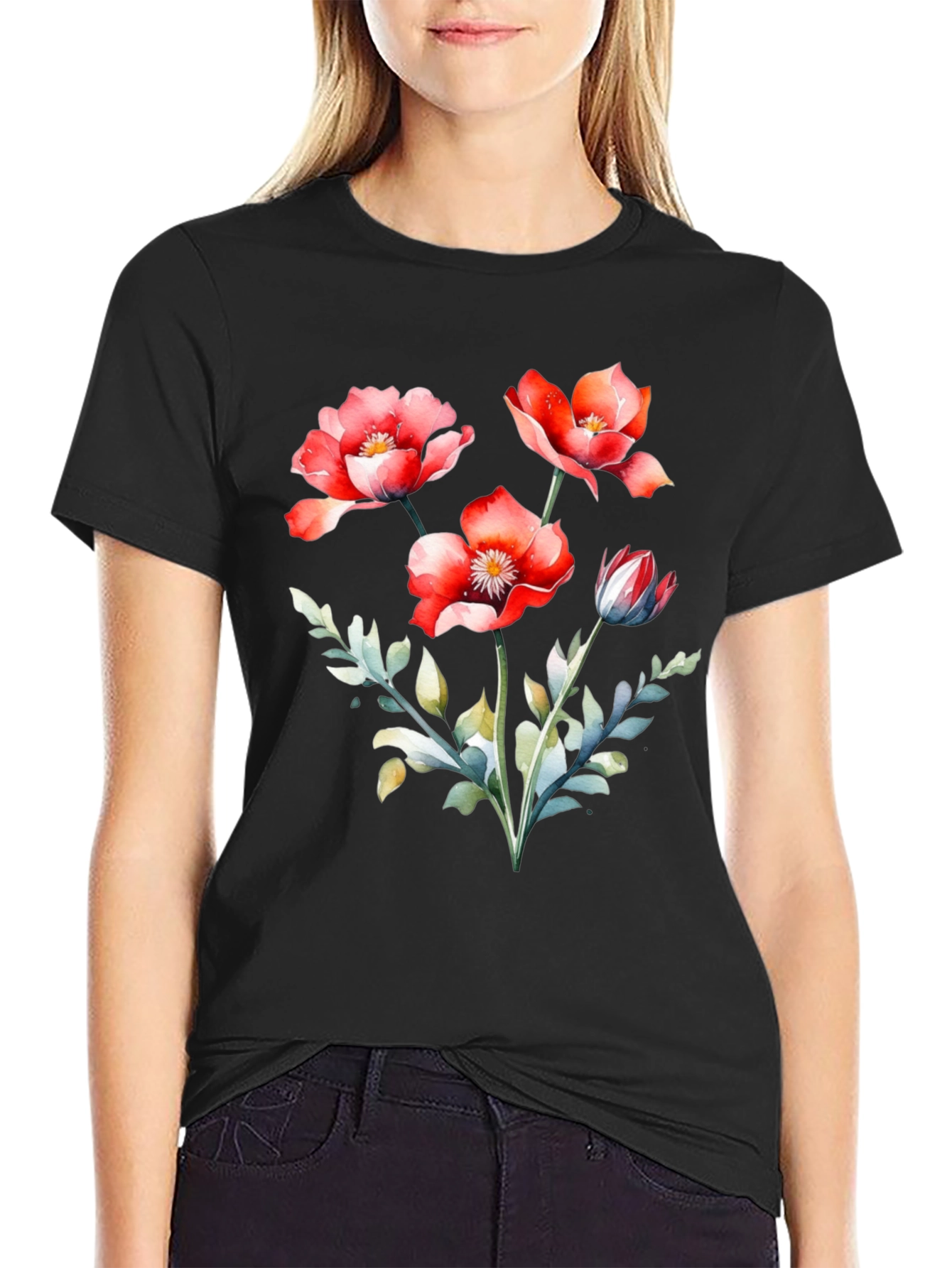 Floral Print Crew Neck T-Shirt