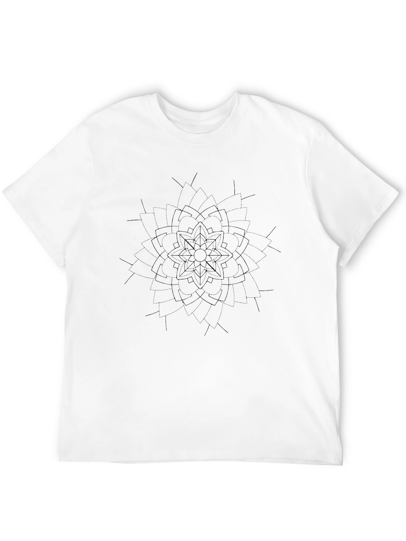 Mens Black T-Shirt with Mandala-Style Print