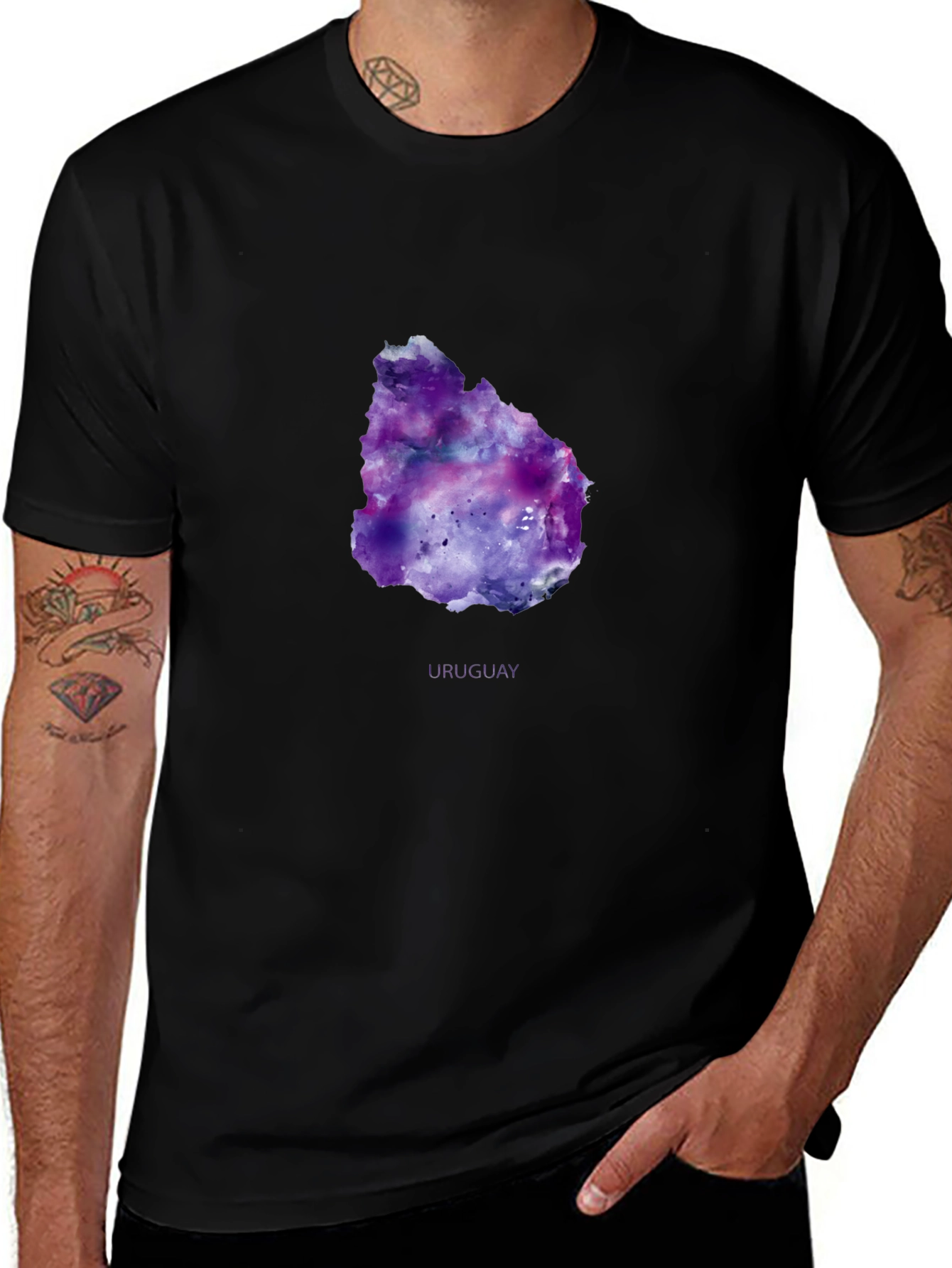 Uruguay Galaxy Map T-Shirt - Black