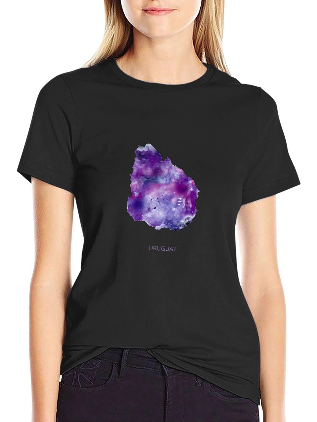 Uruguay Galaxy Map T-Shirt - Black