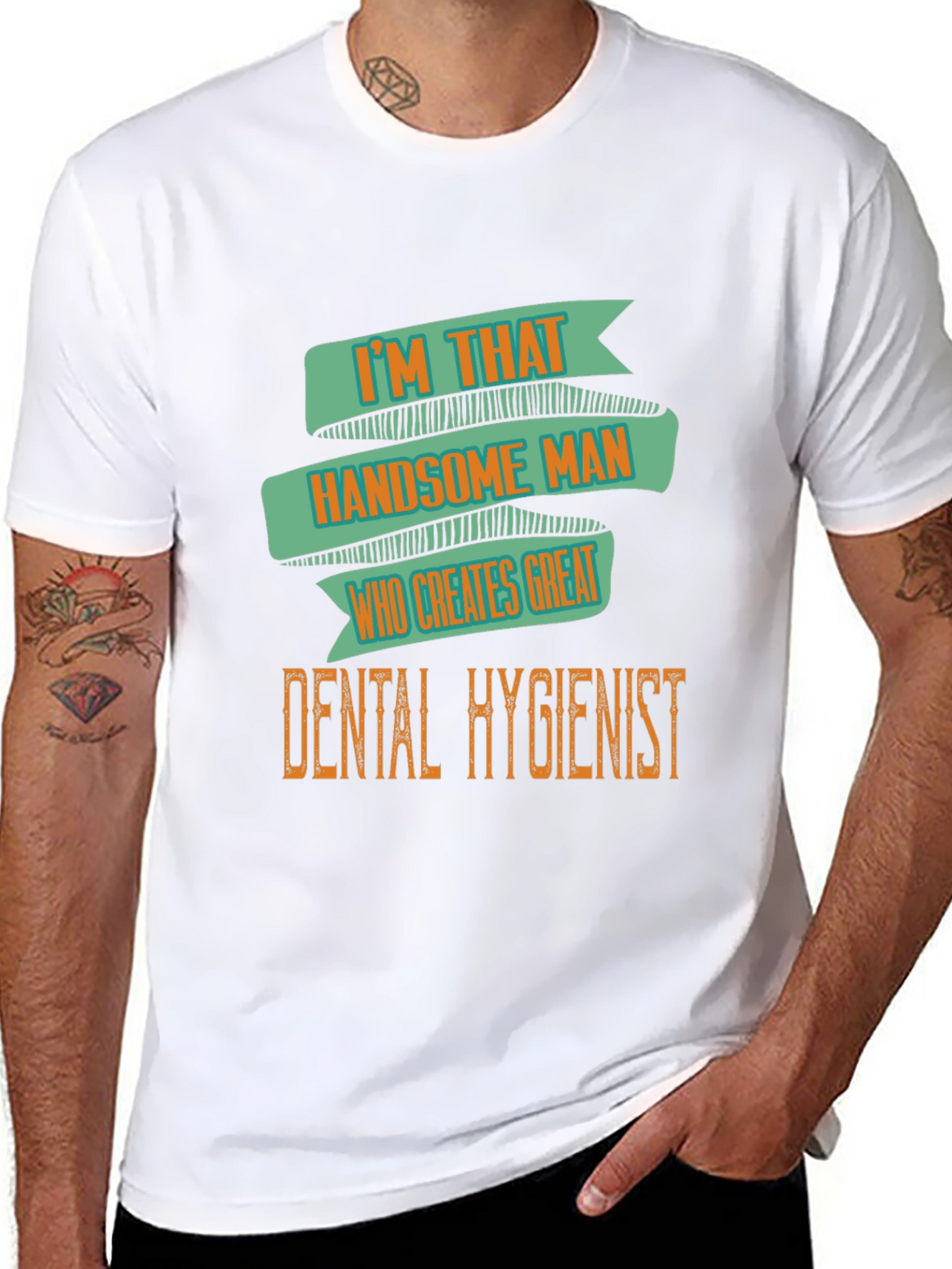 Handsome Dental Hygienist Mens Black T-Shirt