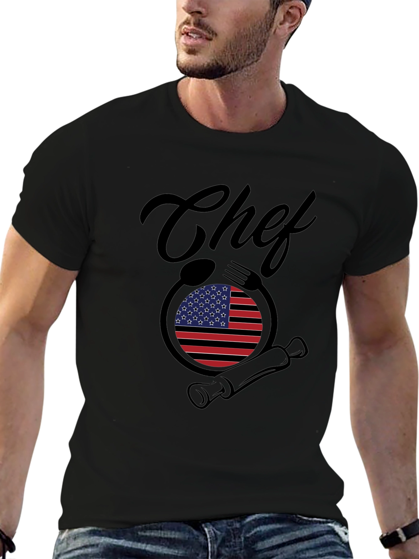 Chef USA Flag T-Shirt - Culinary Patriotic Pride