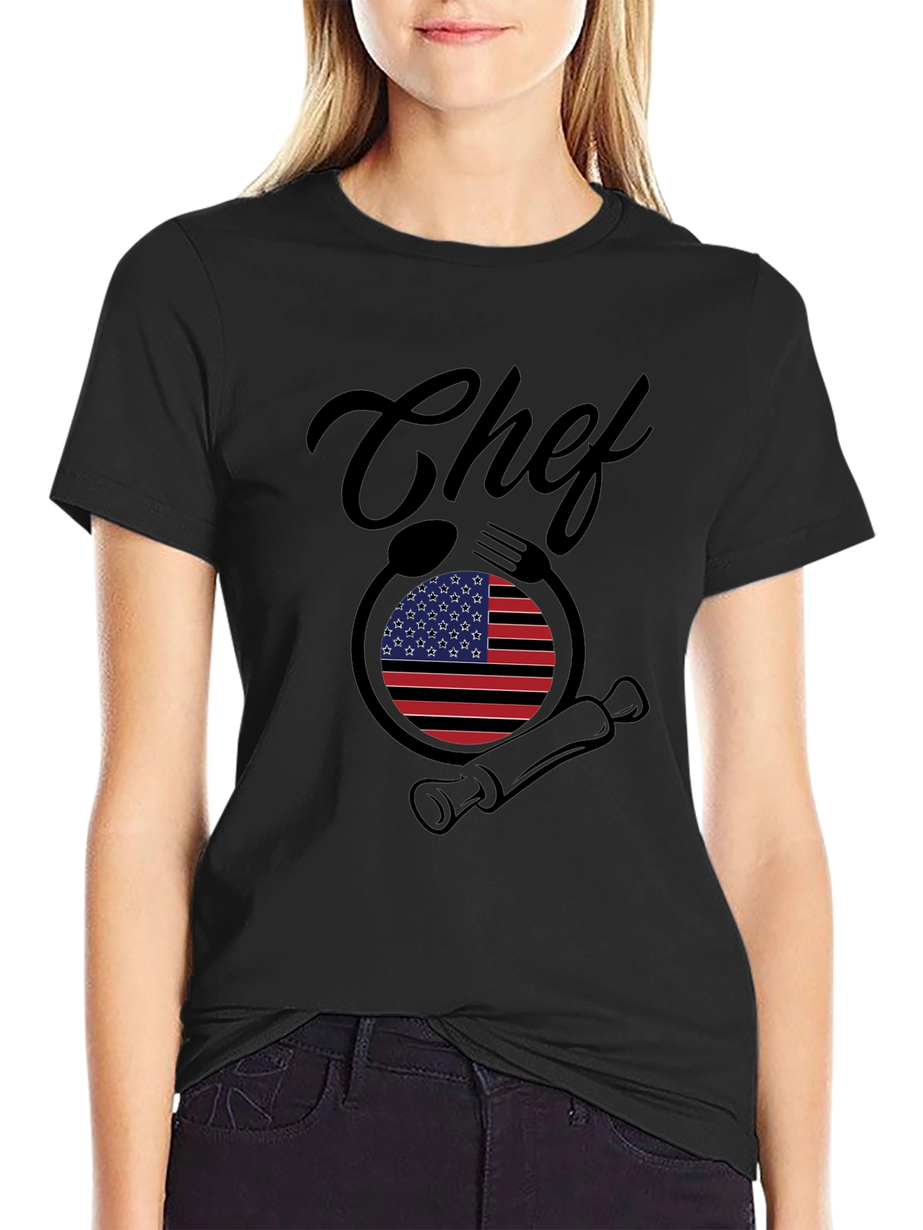 Chef USA Flag T-Shirt - Culinary Patriotic Pride