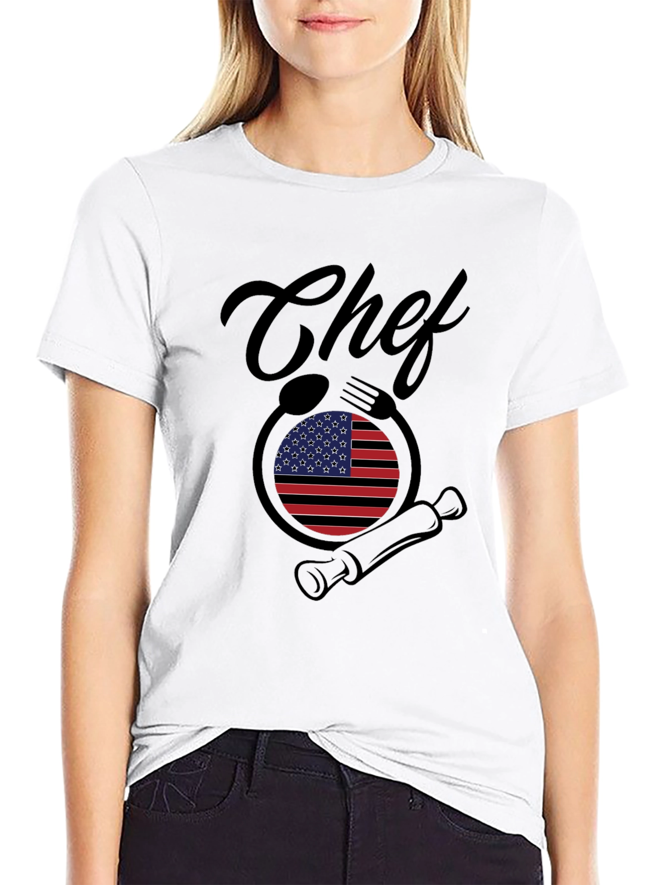 Chef USA Flag T-Shirt - Culinary Patriotic Pride
