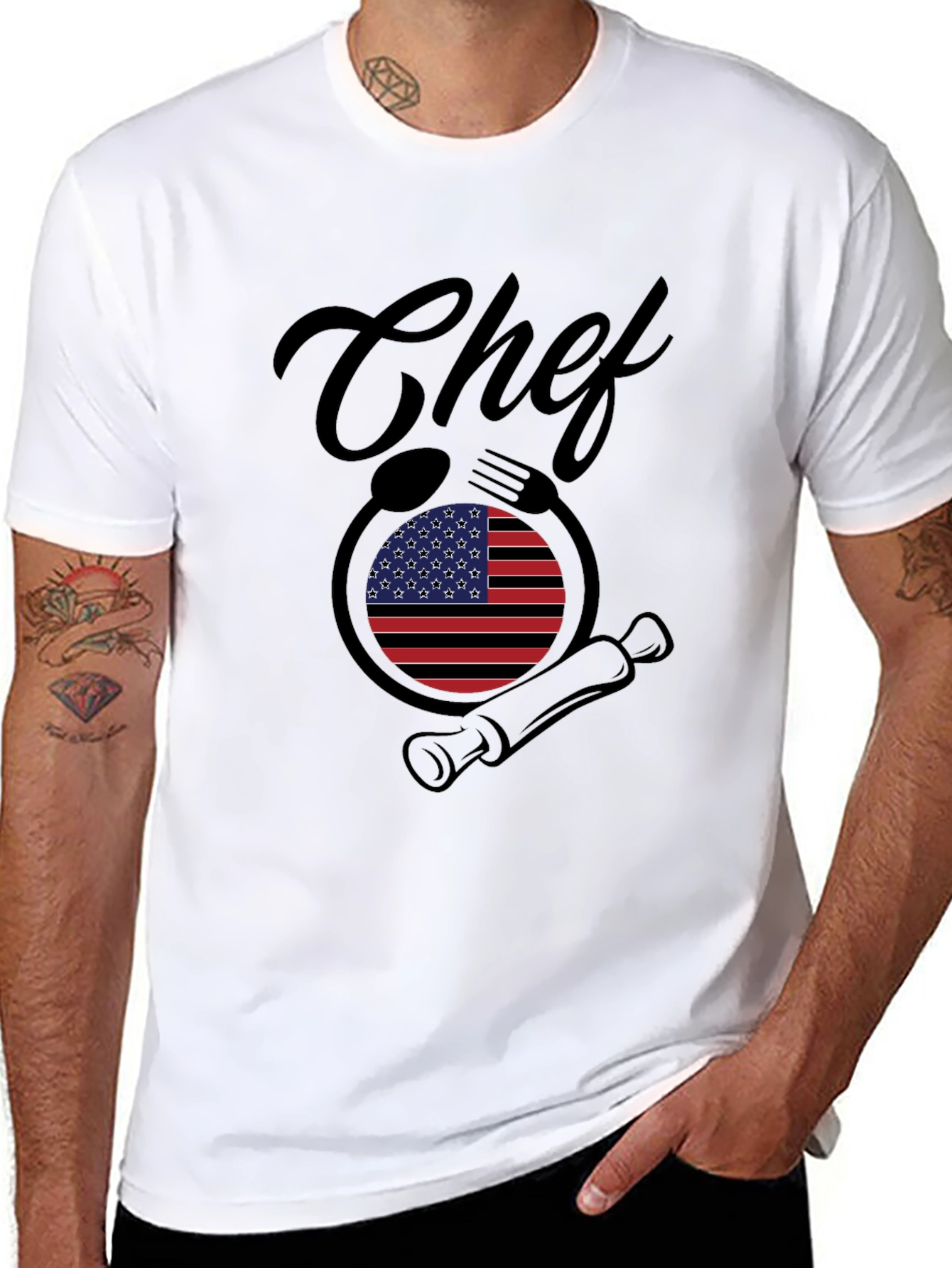 Chef USA Flag T-Shirt - Culinary Patriotic Pride